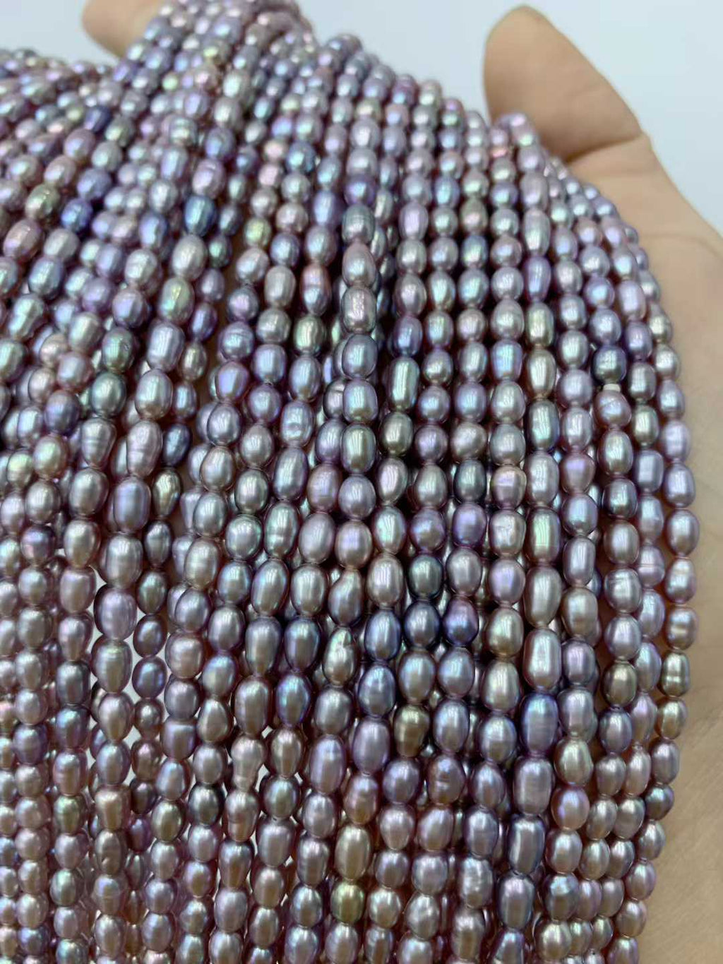 JIYU 4.5mm Seedless Keshi Rice Pearl Necklace, High Luster Iridescent Freshwater Pearl Strand, Dainty Baroque Pearl Jewelry for Women
