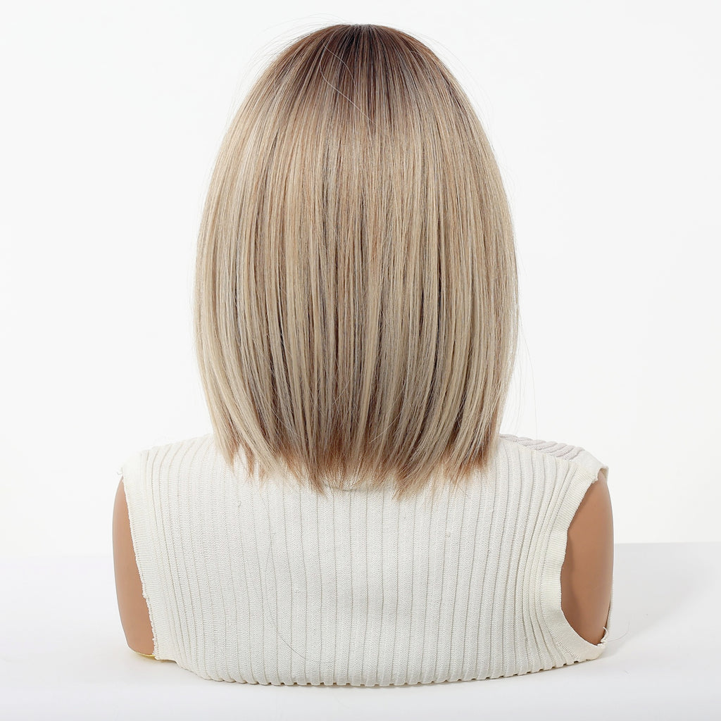 LANA-5  2026 New Short Bob Wig with Bangs for Black Women, Shoulder Length Straight Synthetic Wigs, Natural Looking Heat Resistant Fiber Hair, Full Machine Made Wig for Daily Party Use
