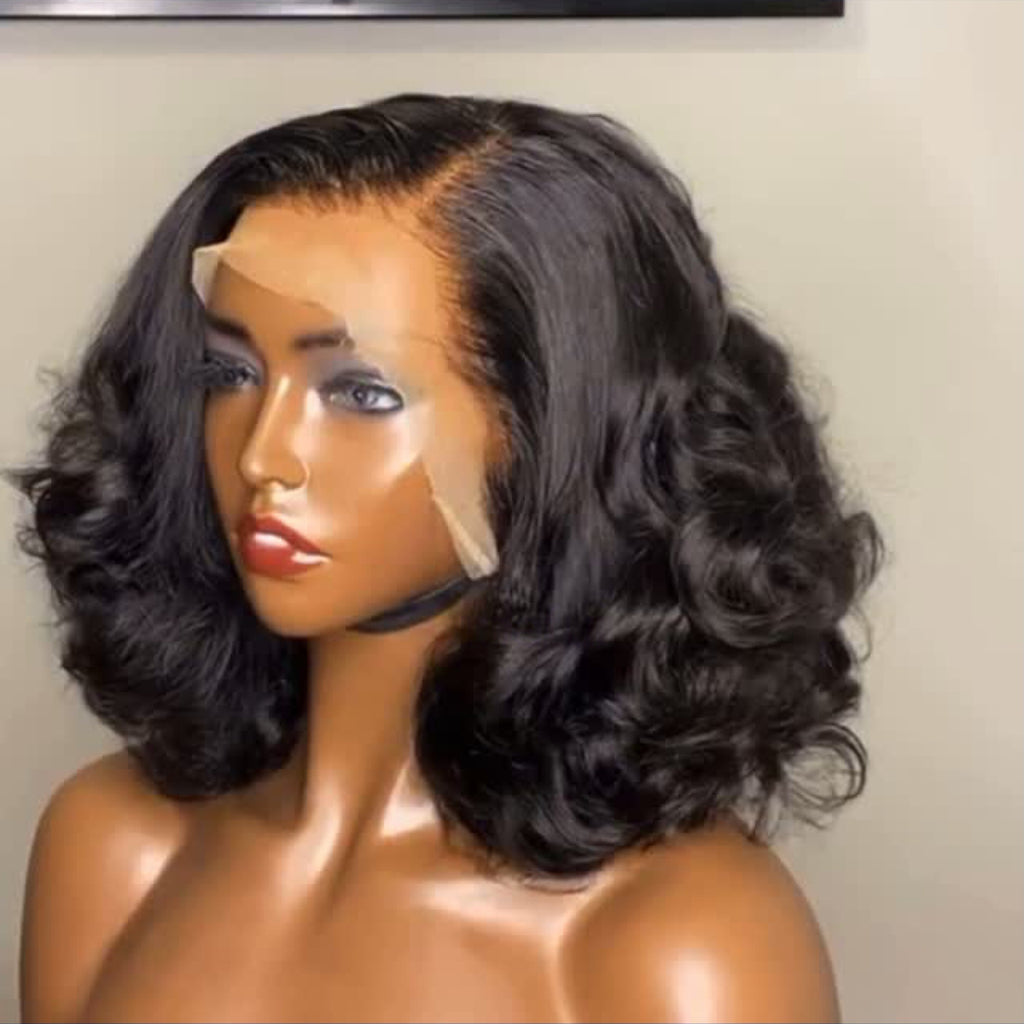 X8 100% Human Hair Bouncy Curly Lace Front Wig, Full Hand-Tied Double Drawn Pre Plucked Natural Wig, Versatile Bangs & Re-stylable Curly Wig for Women