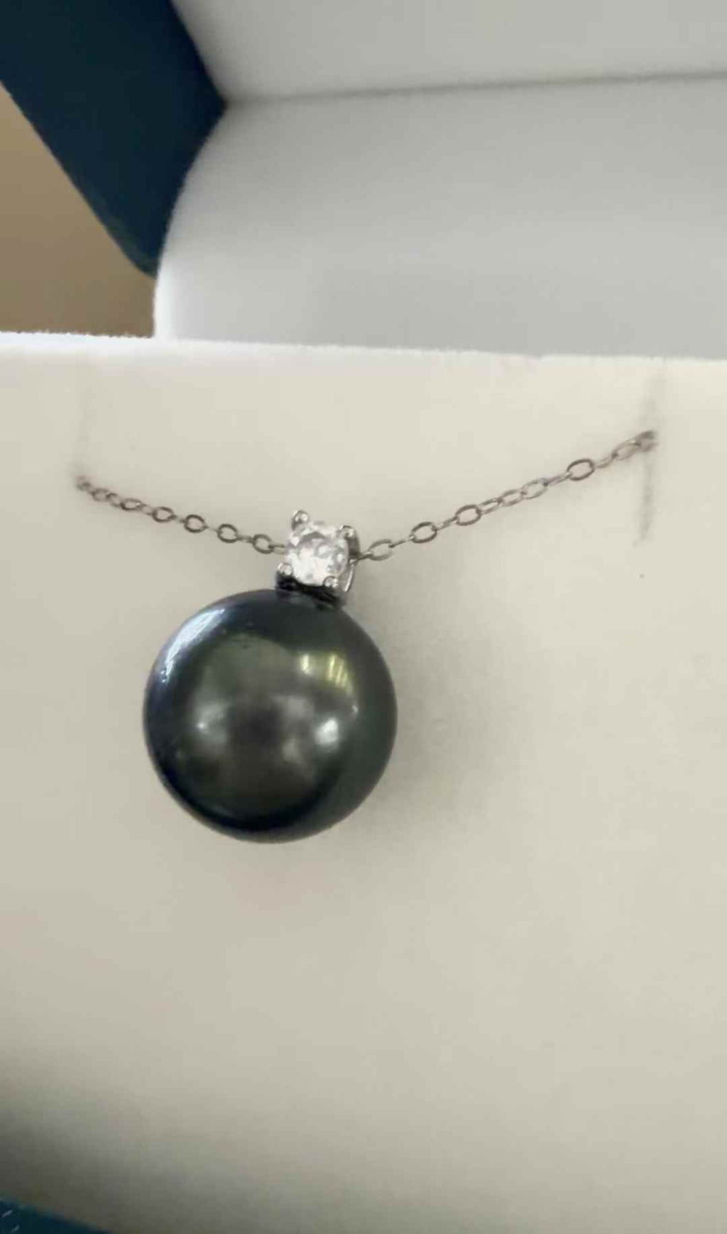 DA  12-13mm Perfect Round Tahitian Pearl Pendant Necklace, High Luster Black Seawater Pearl Solitaire, Exotic Crown Jewel Jewelry for Women