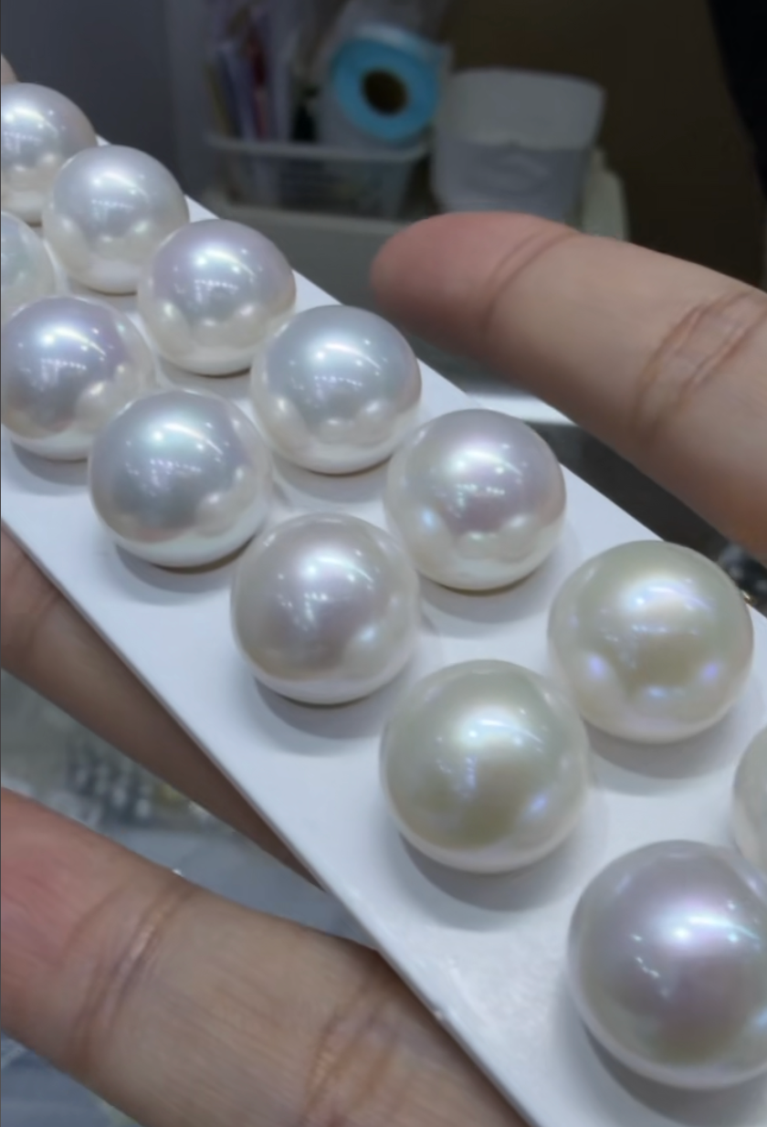 DA  12-13mm Aurora Grade Edison Pearl Stud Earrings, High Luster Near Round White Pearl Earrings, S925 Sterling Silver Jewelry with Certificate & Gift Box