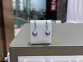 DA  10-11mm Natural Purple Pearl Drop Earrings, High Luster Round Freshwater Pearl Earrings, Elegant Statement Earrings for Women