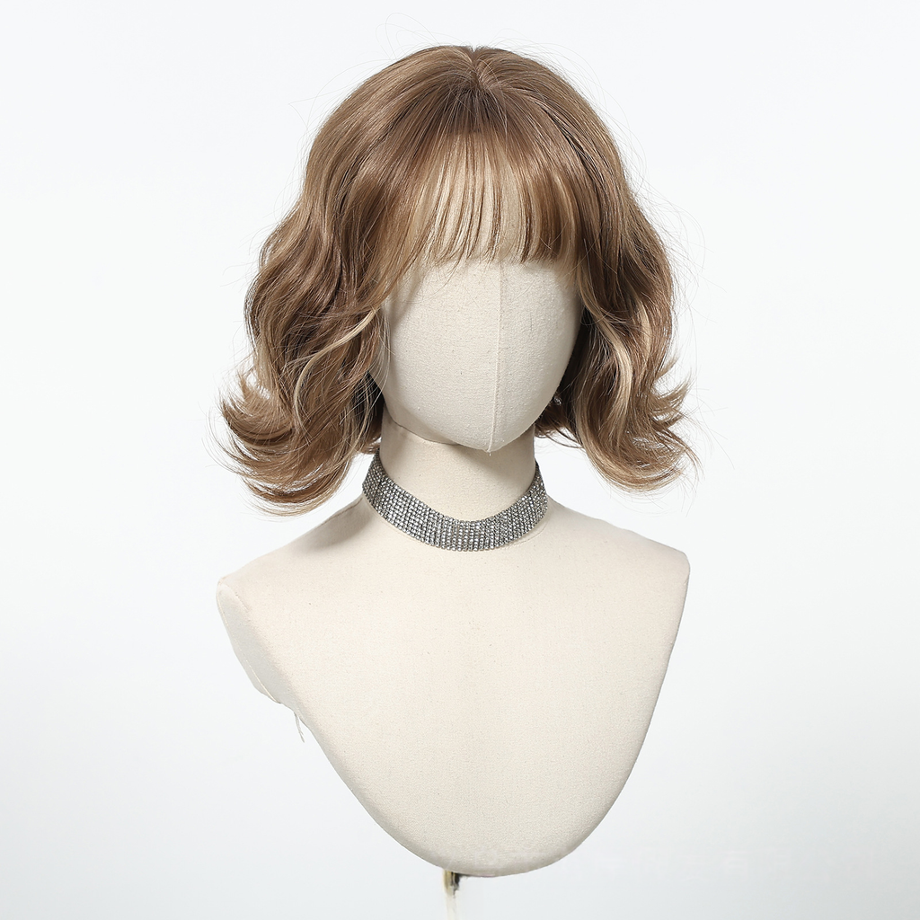 LANA-2  Platinum Blonde Short Bob Wig with Bangs, Straight Synthetic Wig for Women, Heat Resistant, Natural Looking Daily Party Wig