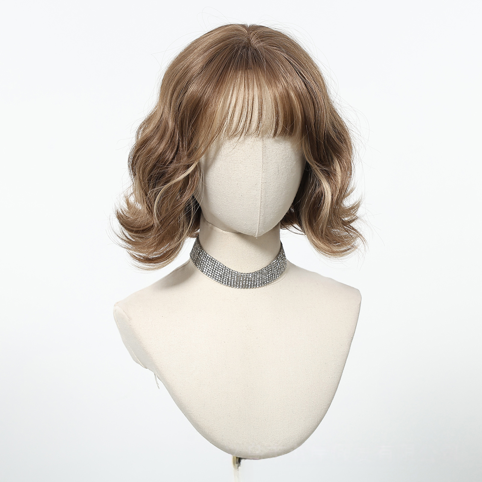 LANA-2  Platinum Blonde Short Bob Wig with Bangs, Straight Synthetic Wig for Women, Heat Resistant, Natural Looking Daily Party Wig