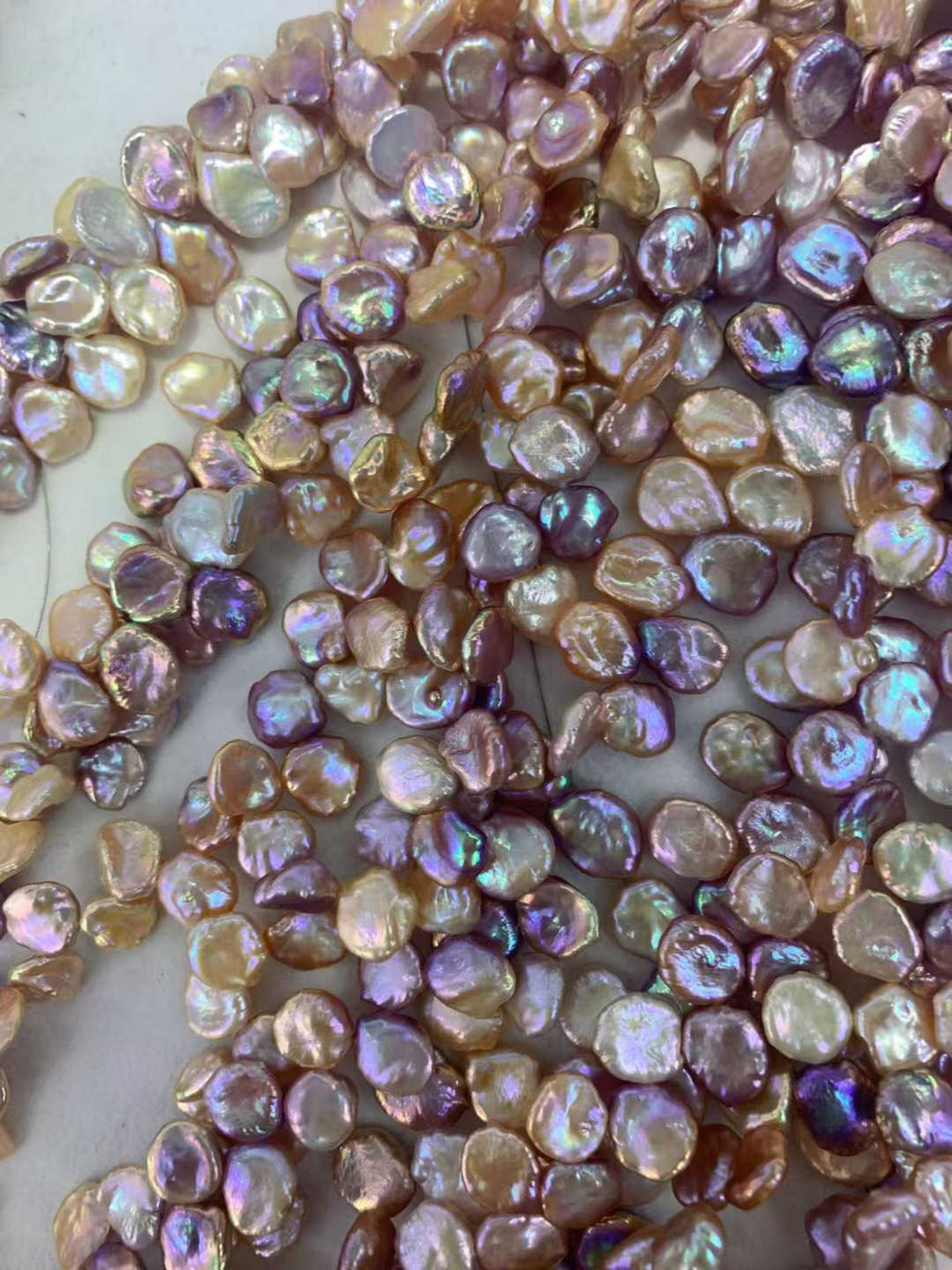 JIYU 11-12mm Large Petal-Shaped Keshi Pearl Necklace, High Luster Iridescent Baroque Freshwater Pearl Strand, Statement Floral Pearl Jewelry