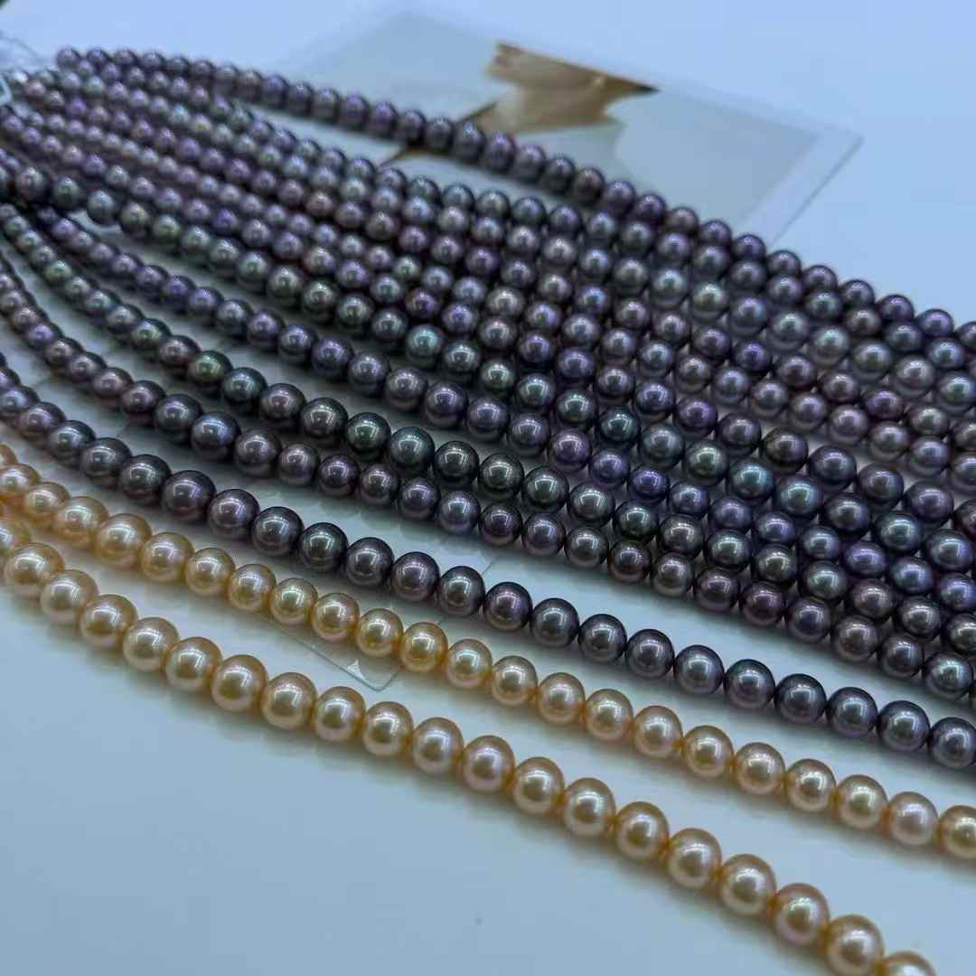 DA. 11-12mm Edison Purple Pearl Strand Necklace, High Luster Lavender Pearl Choker, Round Near Flawless Freshwater Pearl Jewelry for Women