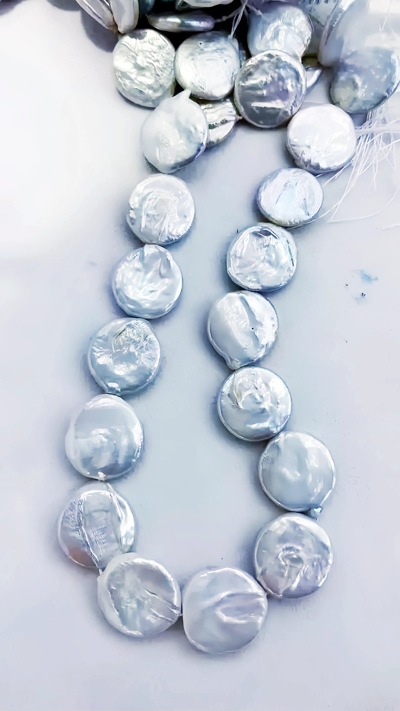 JIYU 20mm Jumbo Coin Pearl Strand Necklace, High Luster Smooth Skin Baroque Pearl Jewelry, Oversized Statement Freshwater Pearl Necklace
