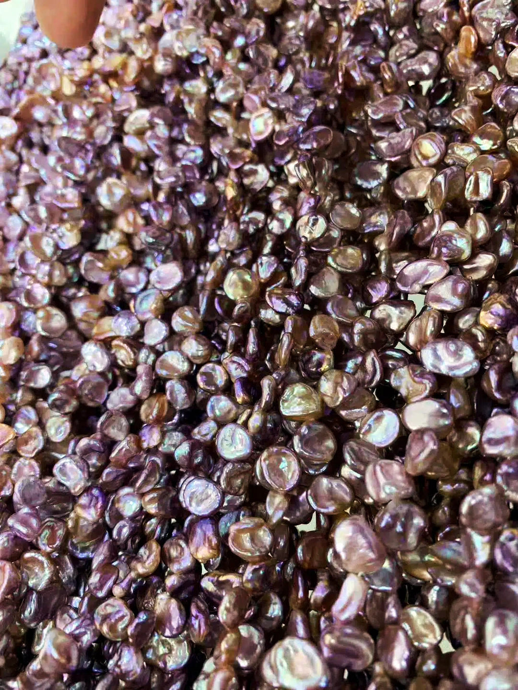 JIYU Purple Keshi Petal Pearl Strand, High Luster Baroque Freshwater Pearl Necklace, Unique Floral Pearl Jewelry for Women