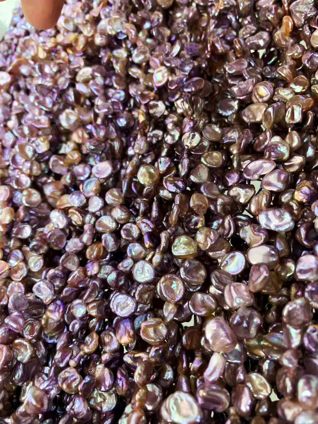 JIYU Purple Keshi Petal Pearl Strand, High Luster Baroque Freshwater Pearl Necklace, Unique Floral Pearl Jewelry for Women
