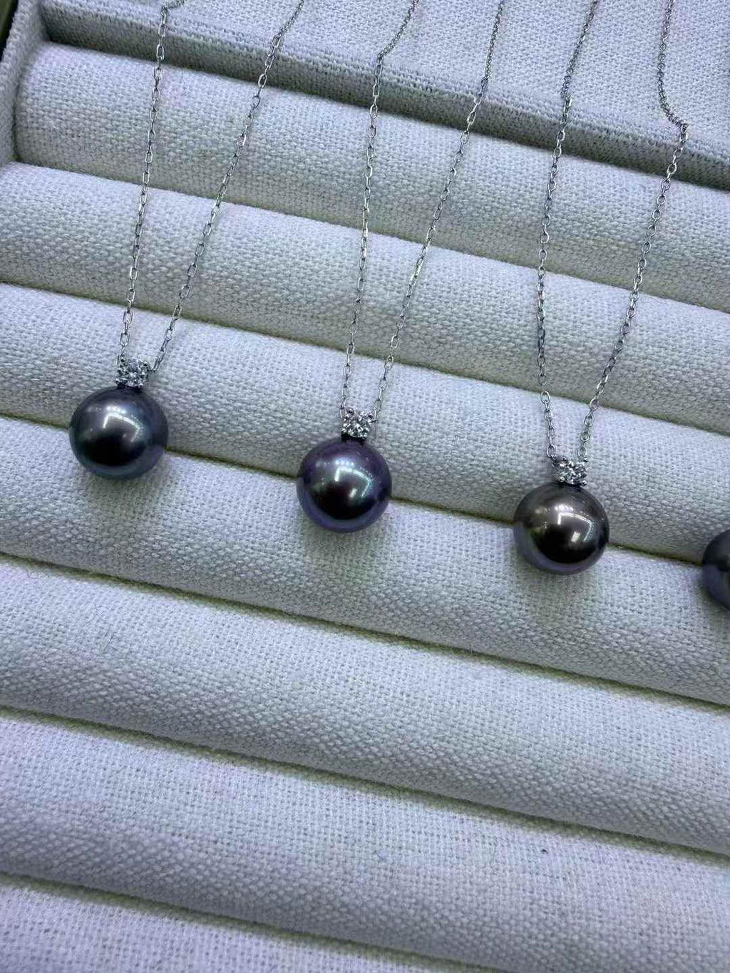 DA  10-11mm Edison Black Pearl Pendant Necklace, High Luster "Tahitian Look-Alike" Pearl, Round Near Flawless Freshwater Pearl, S925 Sterling Silver Jewelry for Women