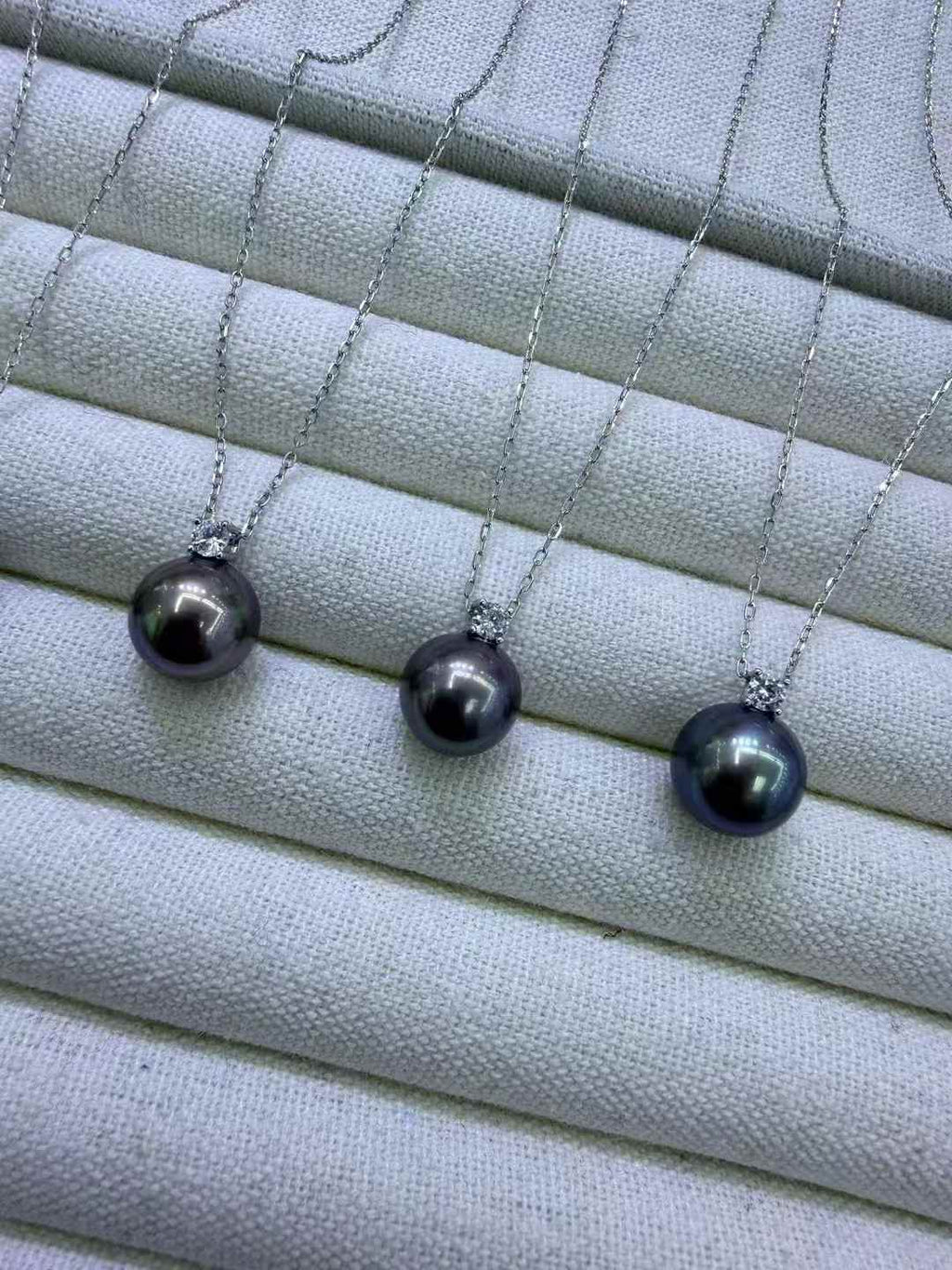 DA  10-11mm Edison Black Pearl Pendant Necklace, High Luster "Tahitian Look-Alike" Pearl, Round Near Flawless Freshwater Pearl, S925 Sterling Silver Jewelry for Women