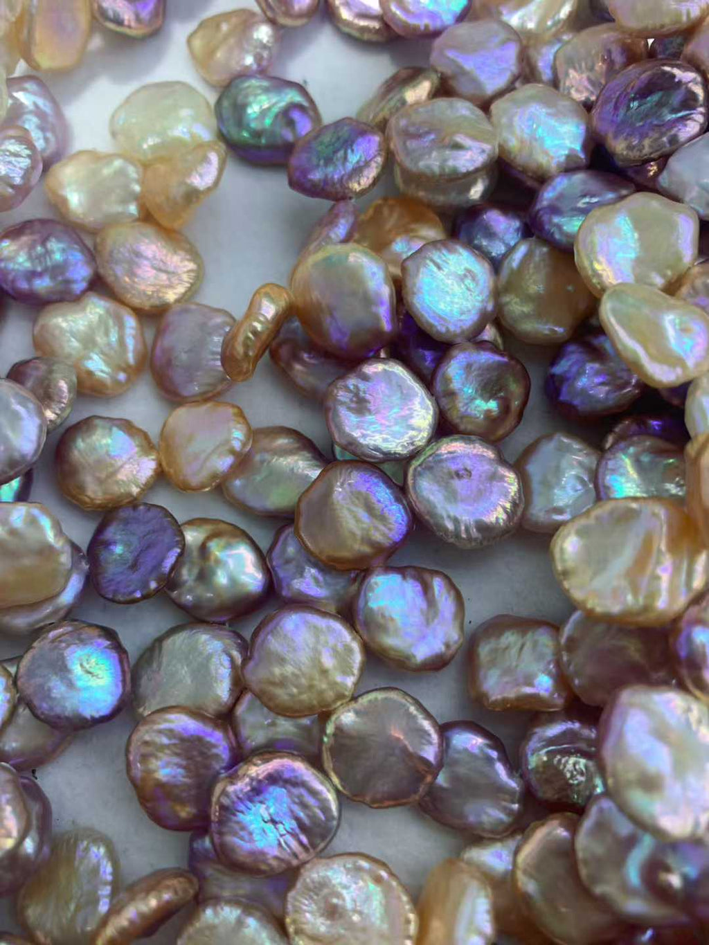JIYU 11-12mm Large Petal-Shaped Keshi Pearl Necklace, High Luster Iridescent Baroque Freshwater Pearl Strand, Statement Floral Pearl Jewelry