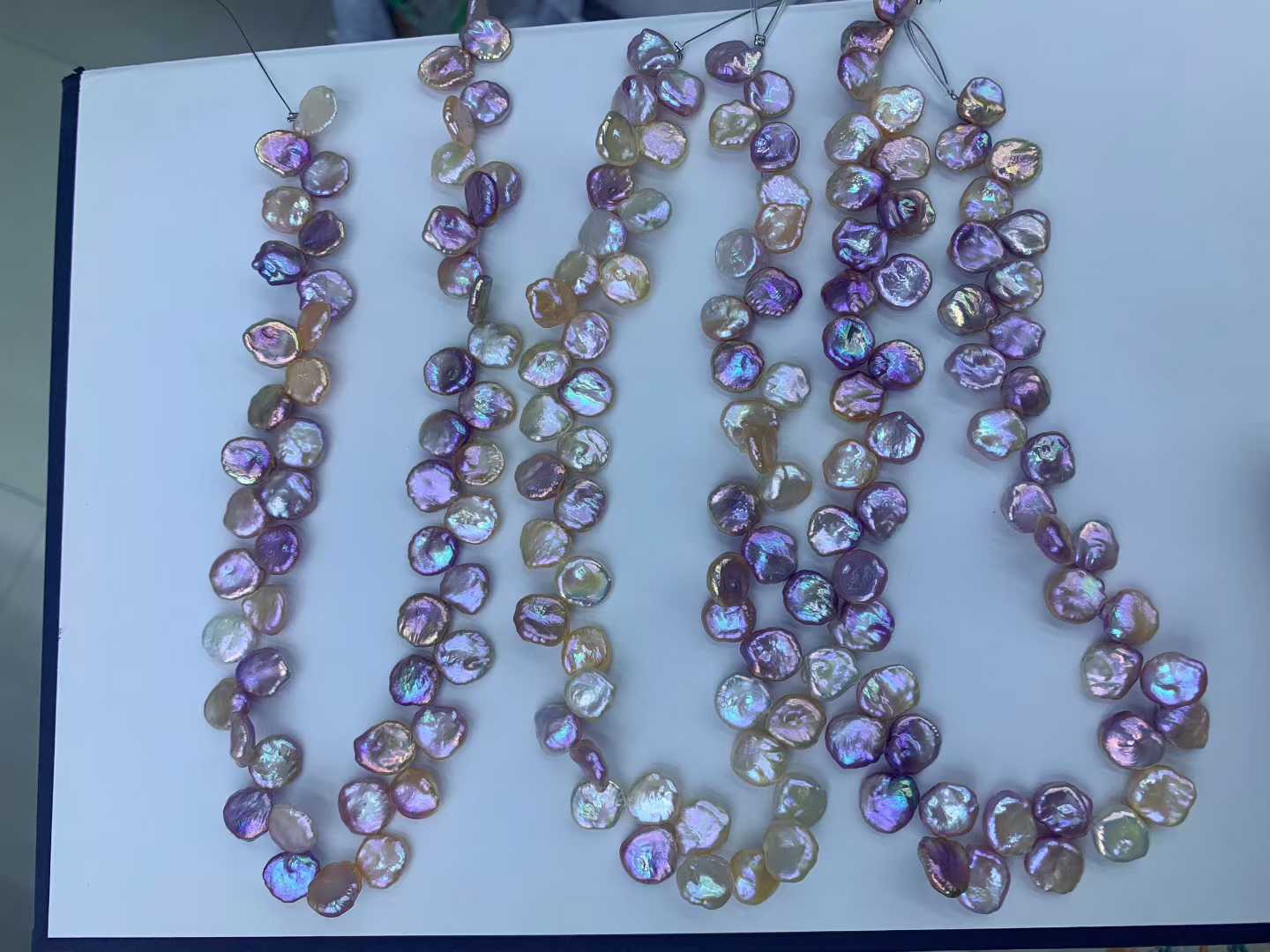 JIYU 11-12mm Large Petal-Shaped Keshi Pearl Necklace, High Luster Iridescent Baroque Freshwater Pearl Strand, Statement Floral Pearl Jewelry