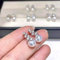 DA. 7-8mm Mikimoto Inspired Pearl Earrings, High Luster Near Flawless Freshwater Studs, Luxury Designer Look-Alike Silver Earrings for Women