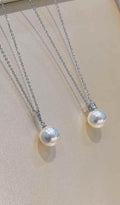 DA. 7-8mm Round High Luster Akoya Pearl Pendant Necklace, Princess Diana Style Solitaire Pearl Necklace, S925 Sterling Silver Setting, Classic Elegant Jewelry for Women