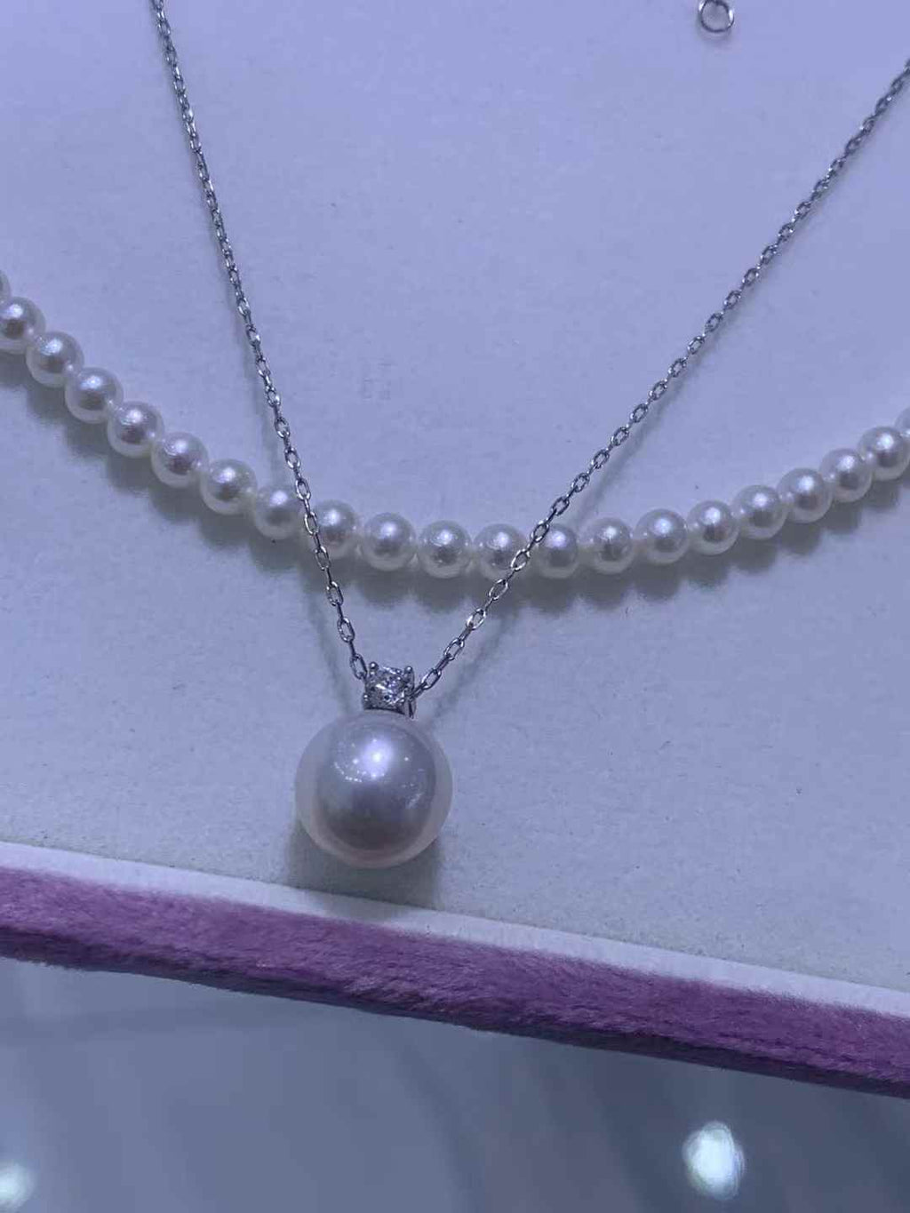 DA12 3-Piece Pearl Jewelry Set, 3-4mm Choker + 7-8mm Studs + 9-10mm Pendant, Freshwater Pearl Set with S925 Silver