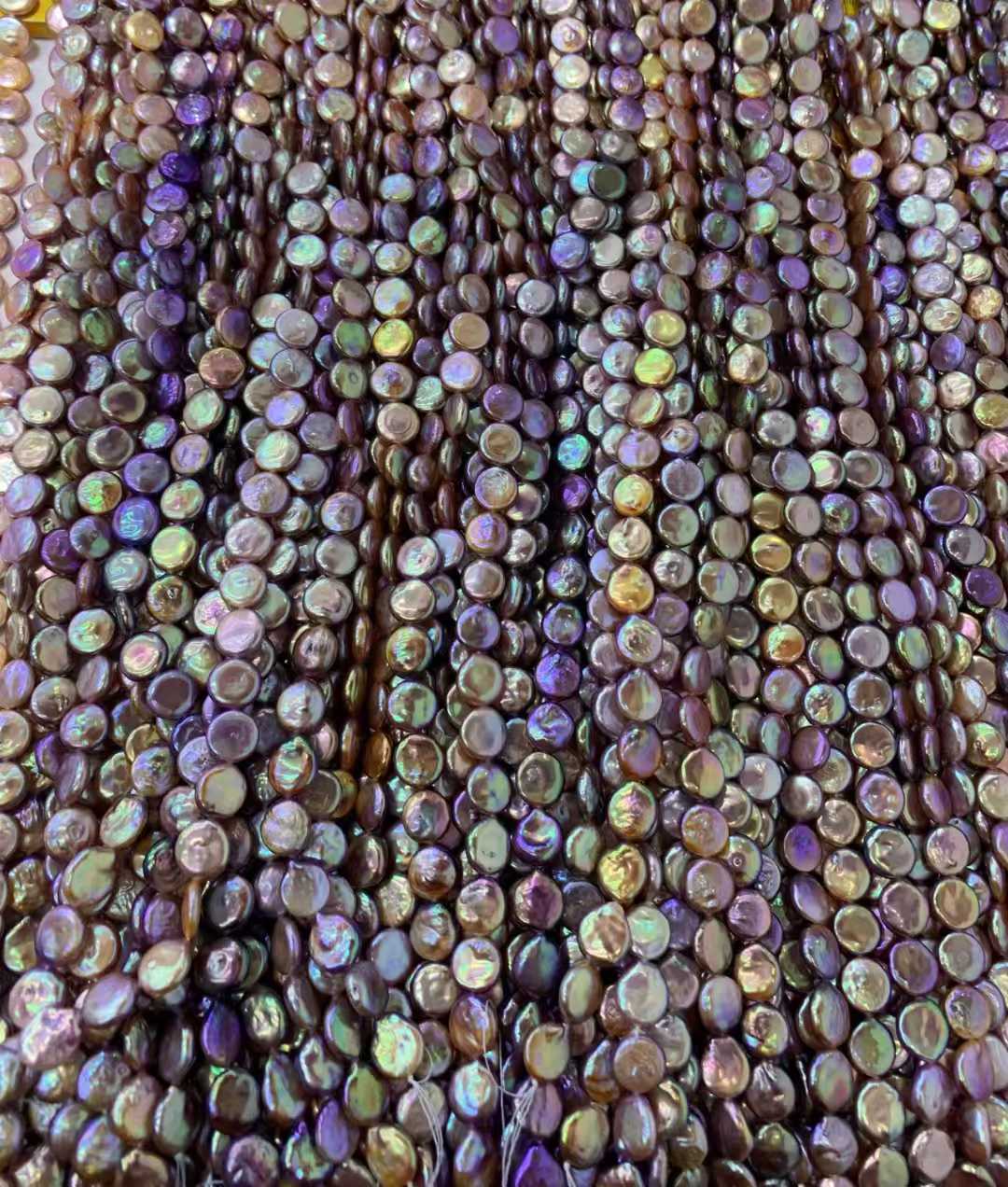 JIYU High Luster Iridescent Button Pearl Strand Necklace, Smooth Skin Freshwater Baroque Pearl Jewelry, Unique Statement Necklace for Women
