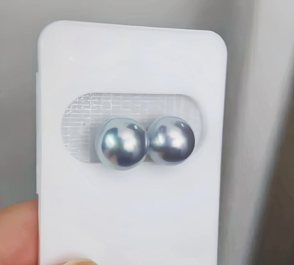 DA   11-12mm Silver Blue South Sea Pearl Pair, High Luster Round Australian White Pearl, Natural Color Loose Gemstones for Earrings Setting