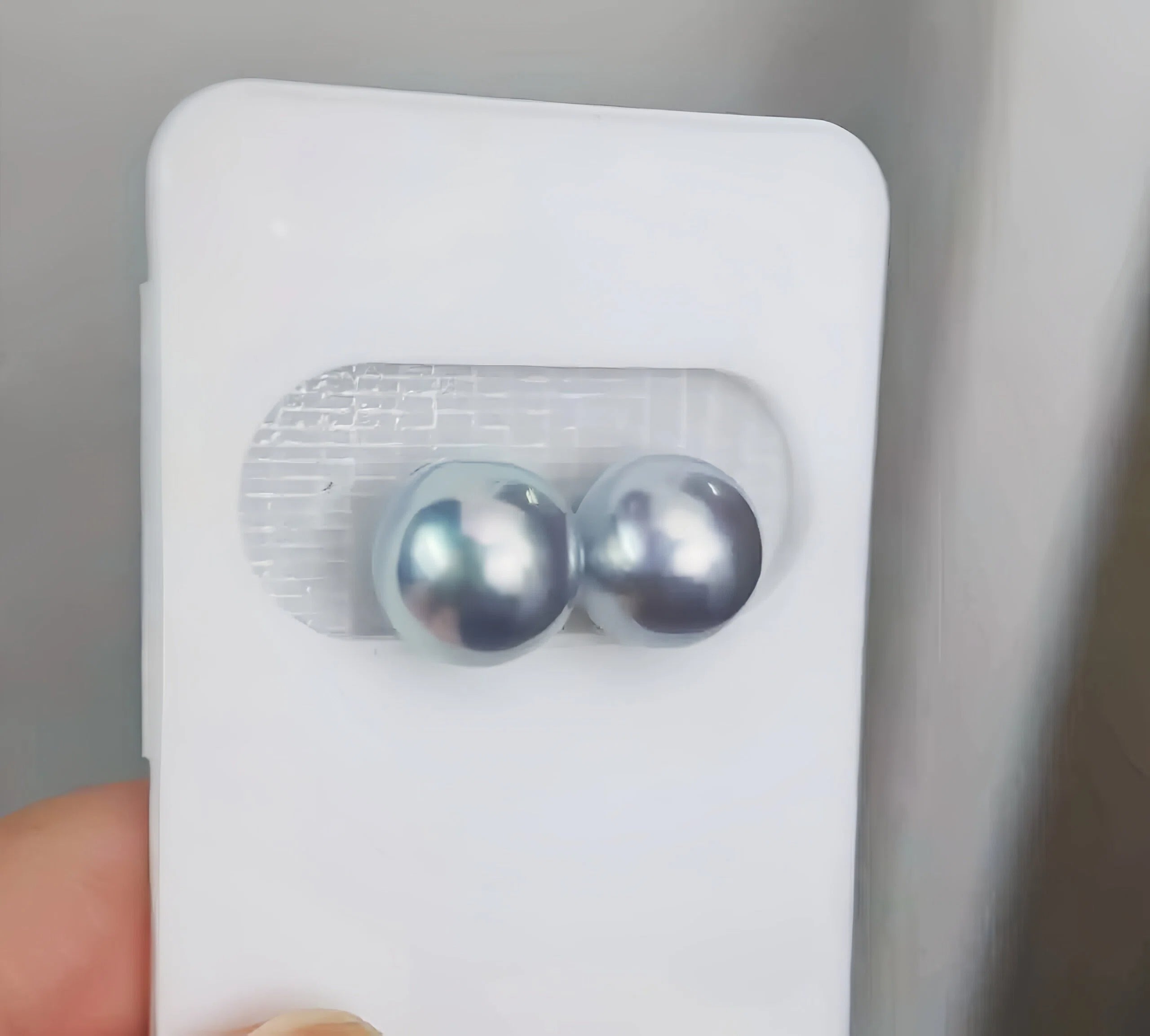 DA   11-12mm Silver Blue South Sea Pearl Pair, High Luster Round Australian White Pearl, Natural Color Loose Gemstones for Earrings Setting