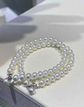 DA12    6.5-7mm High Luster Freshwater Pearl Bracelet, Akoya Style Round Near Flawless Pearl, Everyday Wearable S925 Silver Bracelet for Women