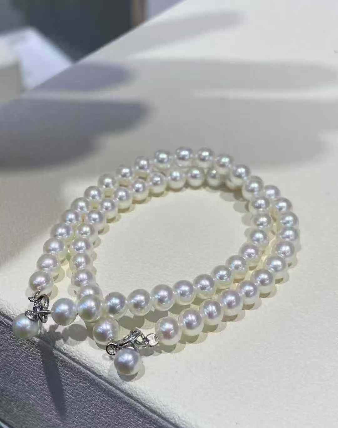 DA12    6.5-7mm High Luster Freshwater Pearl Bracelet, Akoya Style Round Near Flawless Pearl, Everyday Wearable S925 Silver Bracelet for Women
