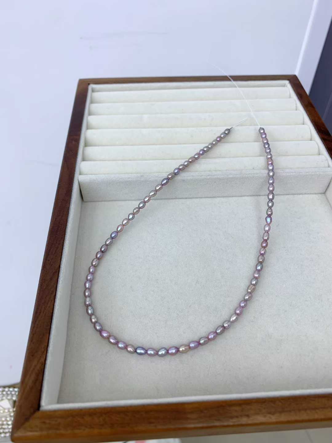 JIYU 4.5mm Seedless Keshi Rice Pearl Necklace, High Luster Iridescent Freshwater Pearl Strand, Dainty Baroque Pearl Jewelry for Women