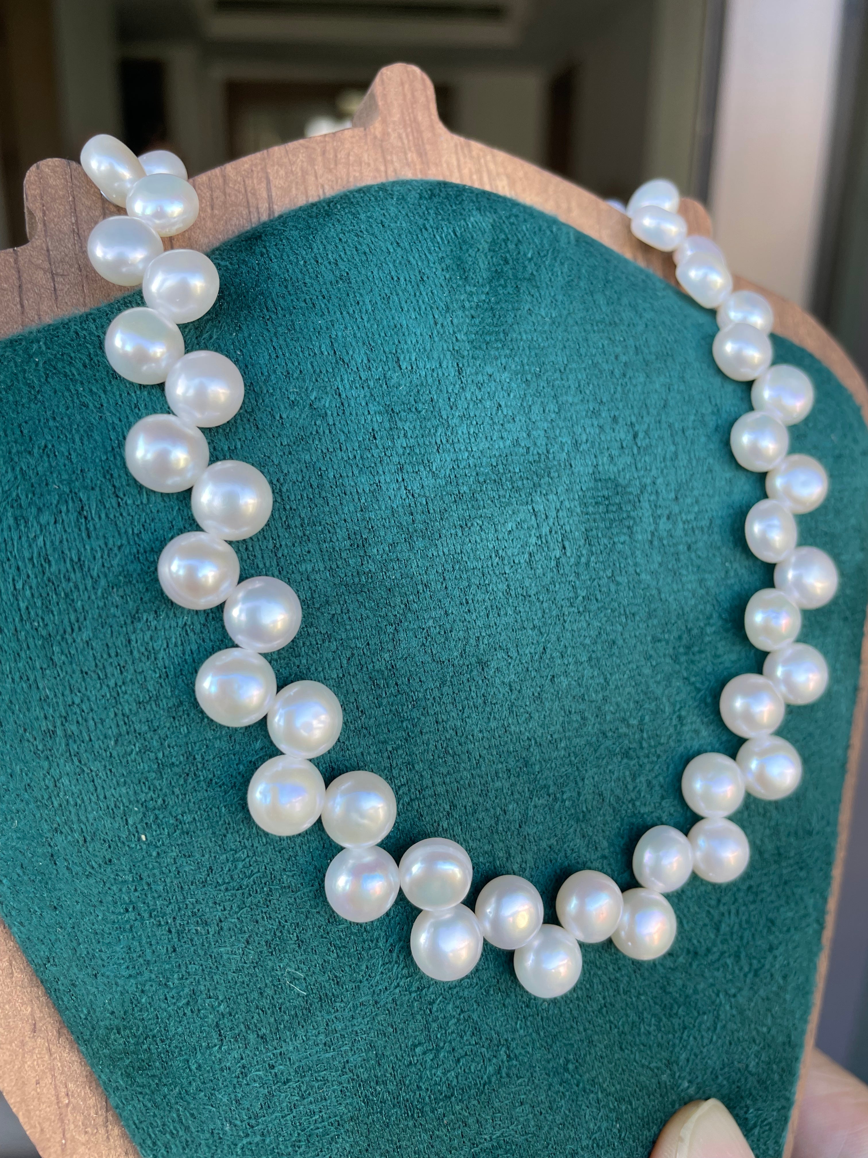 Baroque Necklace 5 - 10mm Smooth Glossy Baroque Potato Pearl Necklace, Asymmetrical Playful Dainty Women’s Jewelry