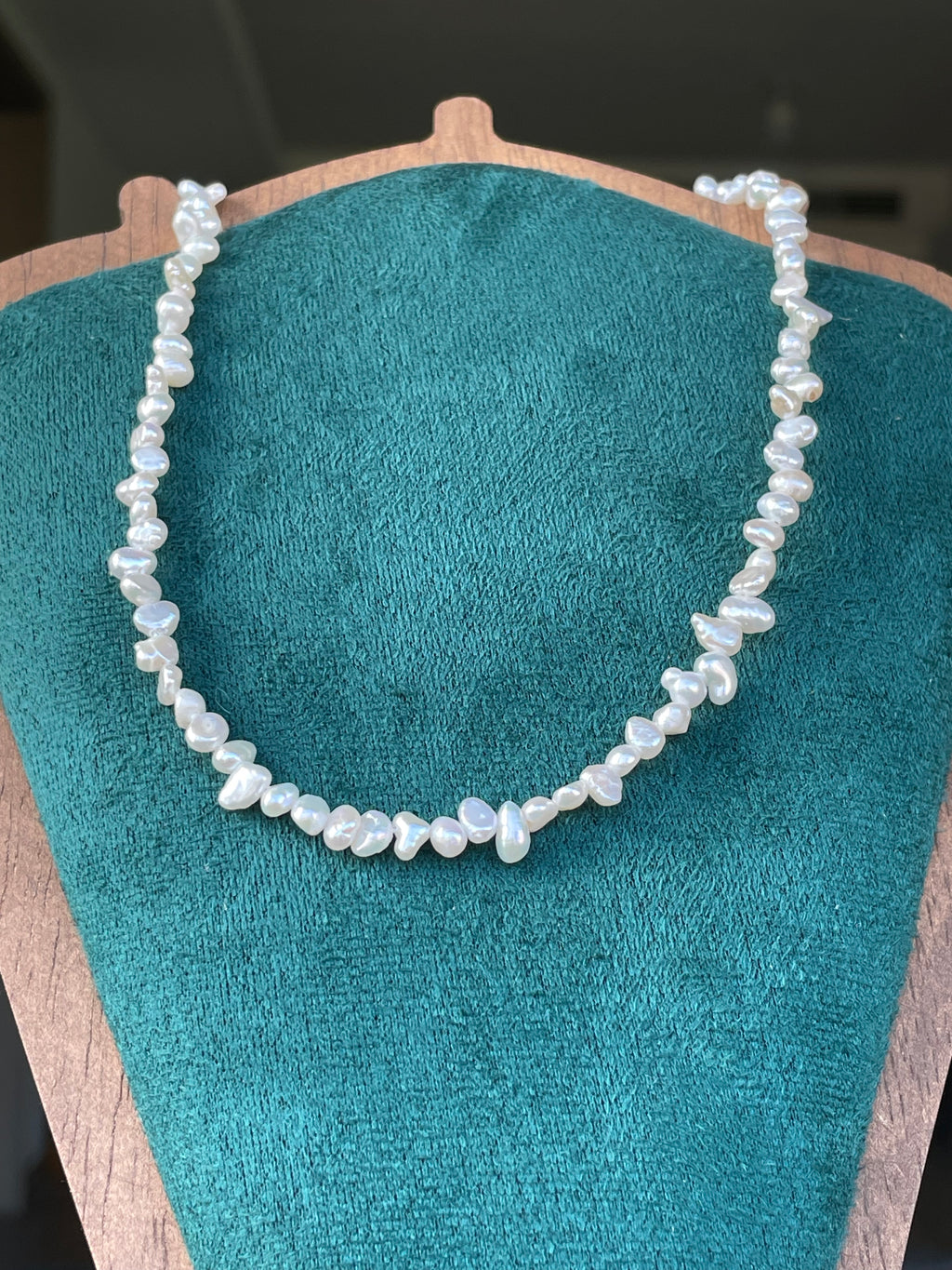 Baroque Necklace 4 - Fine Delicate Keshi Fragment‑Shaped Pearl Choker, Minimalist Dainty Women’s Neck Jewelry