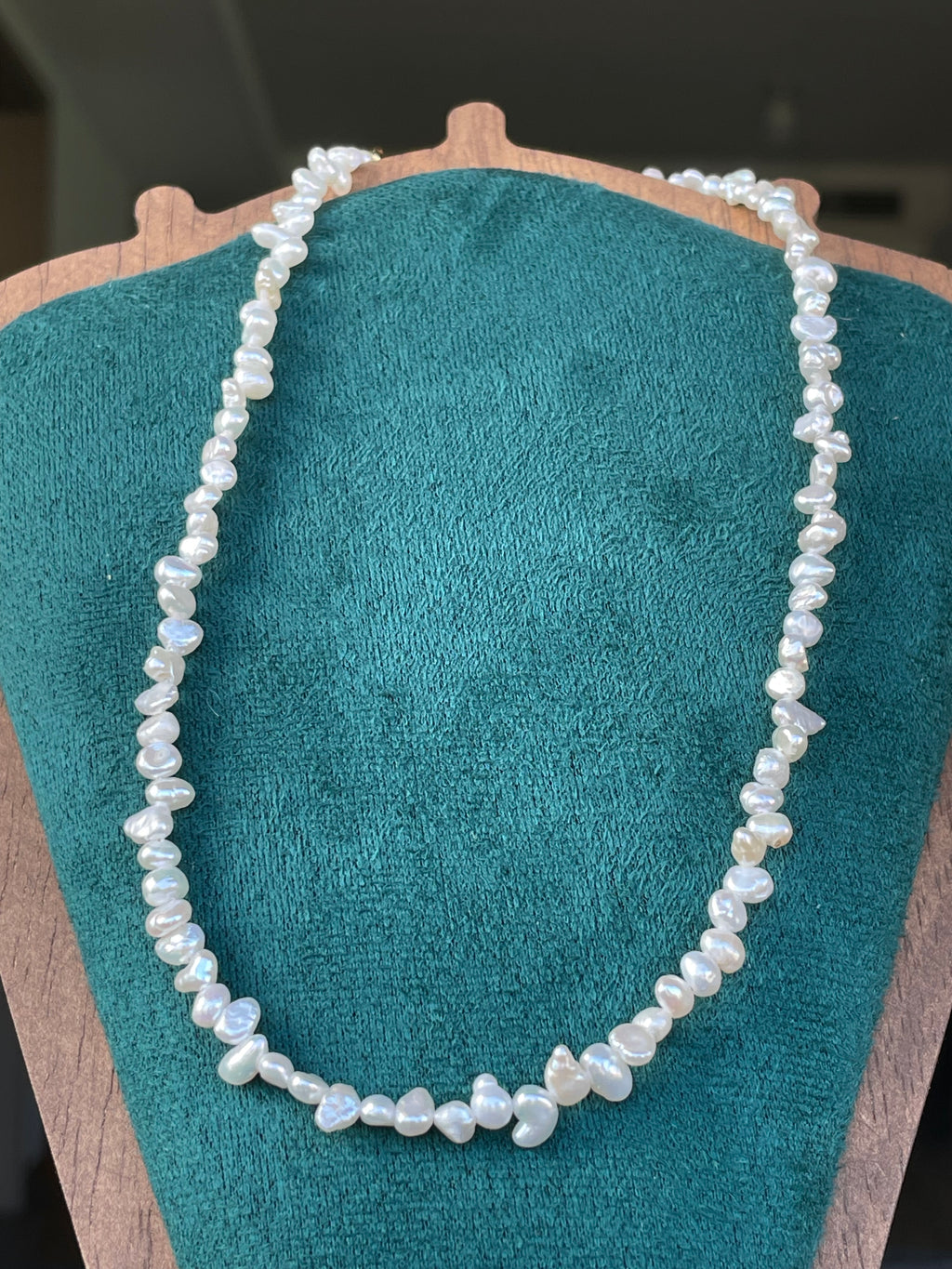 Baroque Necklace 4 - Fine Delicate Keshi Fragment‑Shaped Pearl Choker, Minimalist Dainty Women’s Neck Jewelry