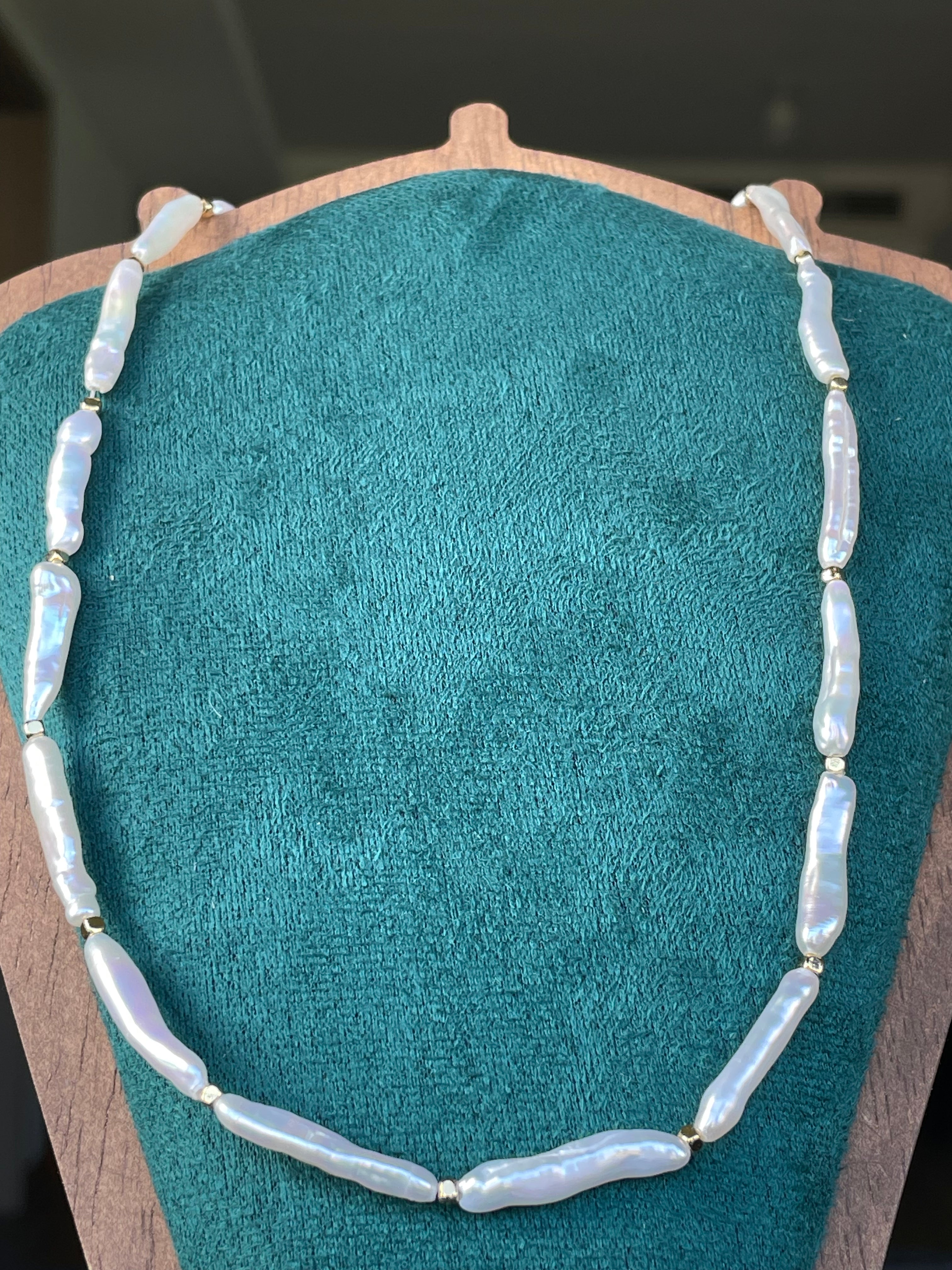 Baroque Necklace 6 - Premium Smooth Skin Keshi Stick Pearl Choker, Minimalist Cool Noble Women’s Jewelry