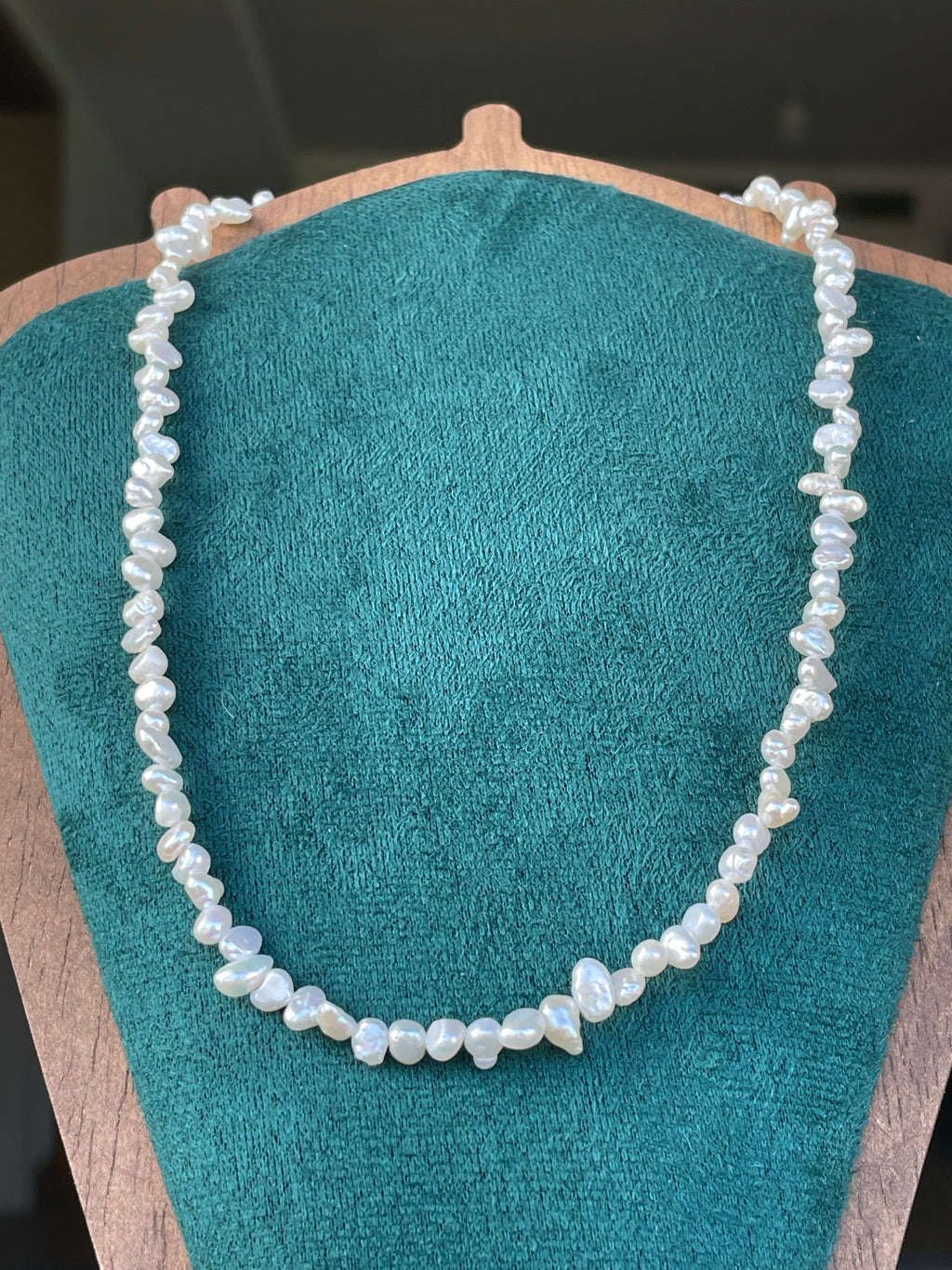 Baroque Necklace 4 - Fine Delicate Keshi Fragment‑Shaped Pearl Choker, Minimalist Dainty Women’s Neck Jewelry