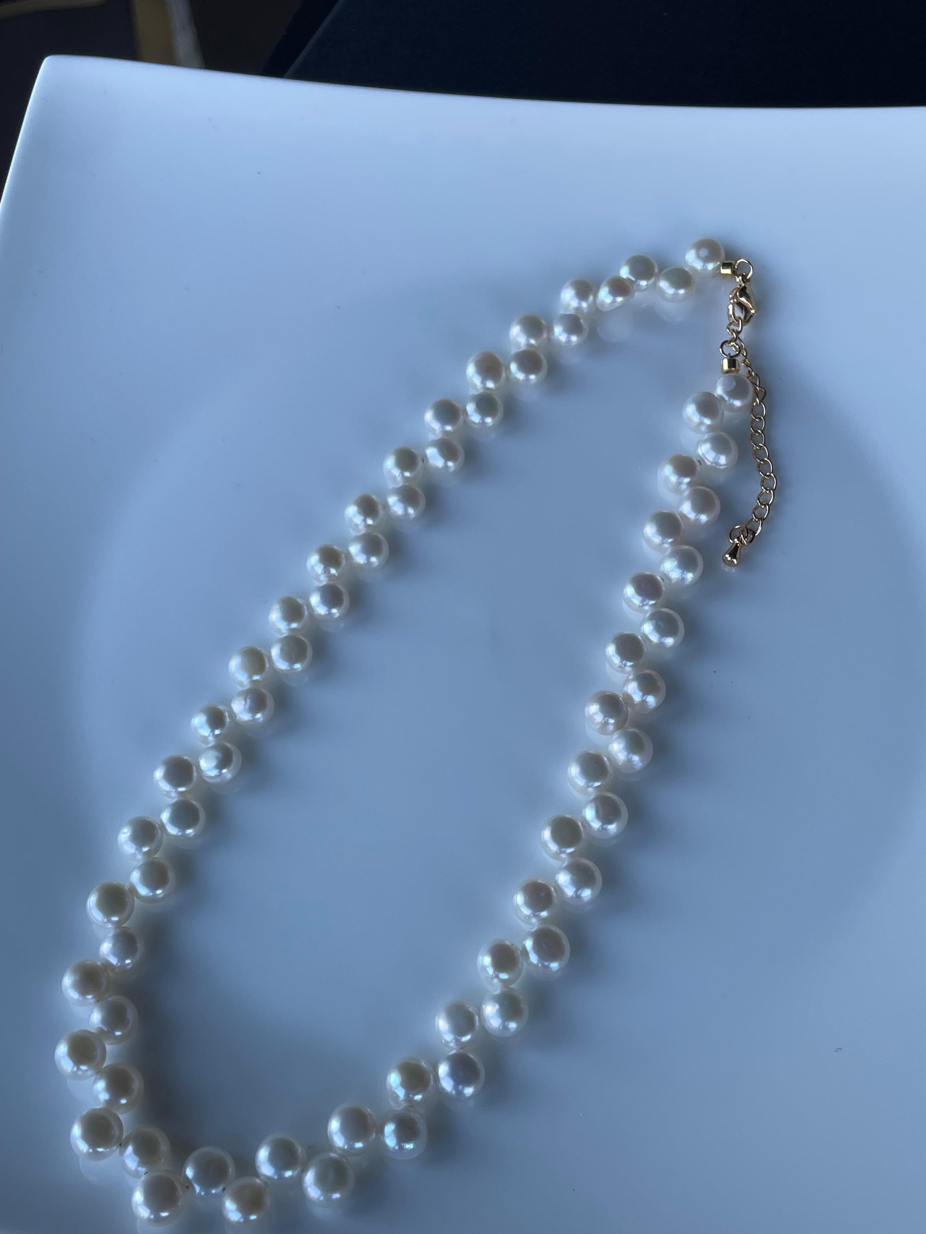 Baroque Necklace 5 - 10mm Smooth Glossy Baroque Potato Pearl Necklace, Asymmetrical Playful Dainty Women’s Jewelry