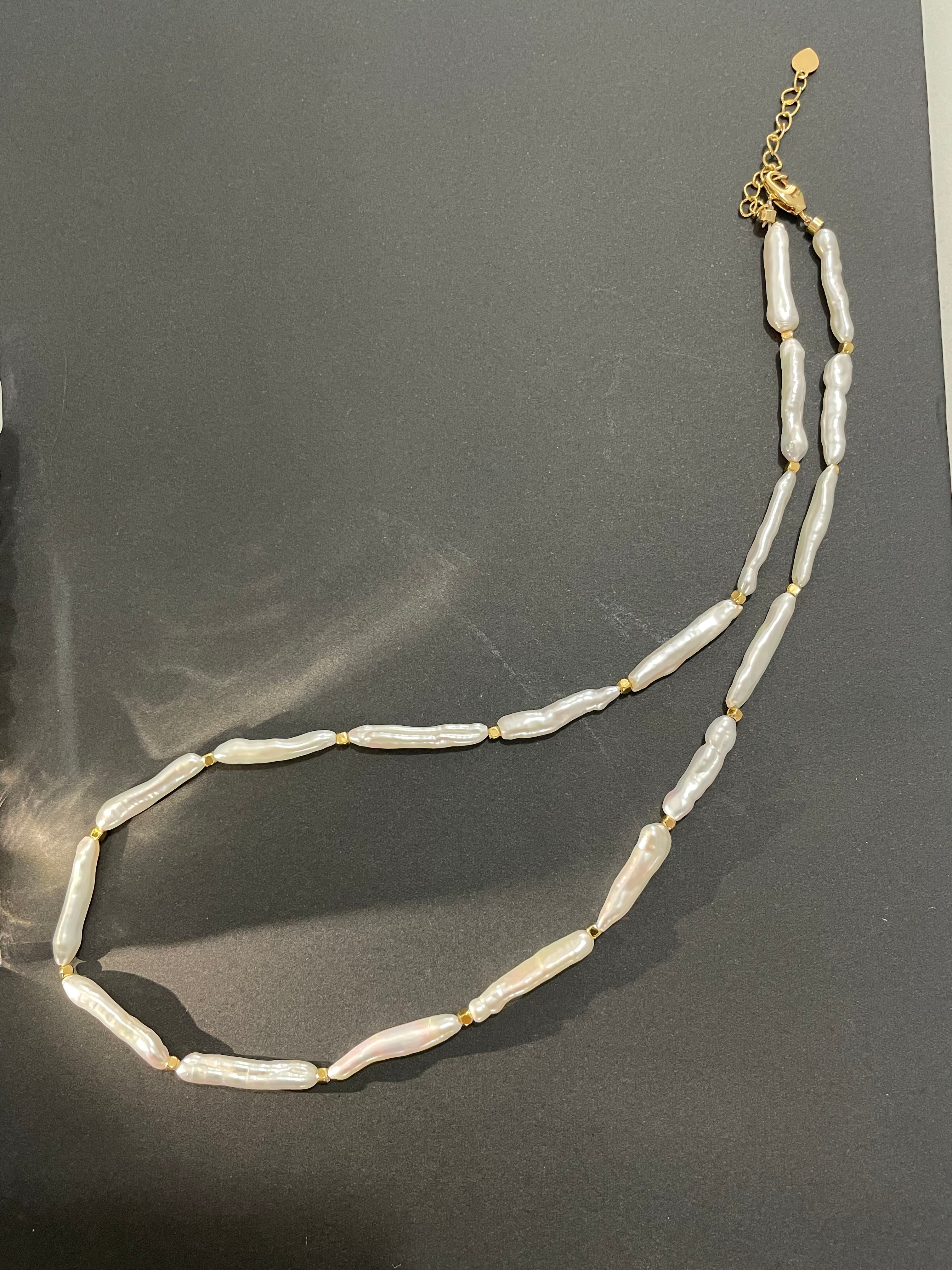 Baroque Necklace 6 - Premium Smooth Skin Keshi Stick Pearl Choker, Minimalist Cool Noble Women’s Jewelry