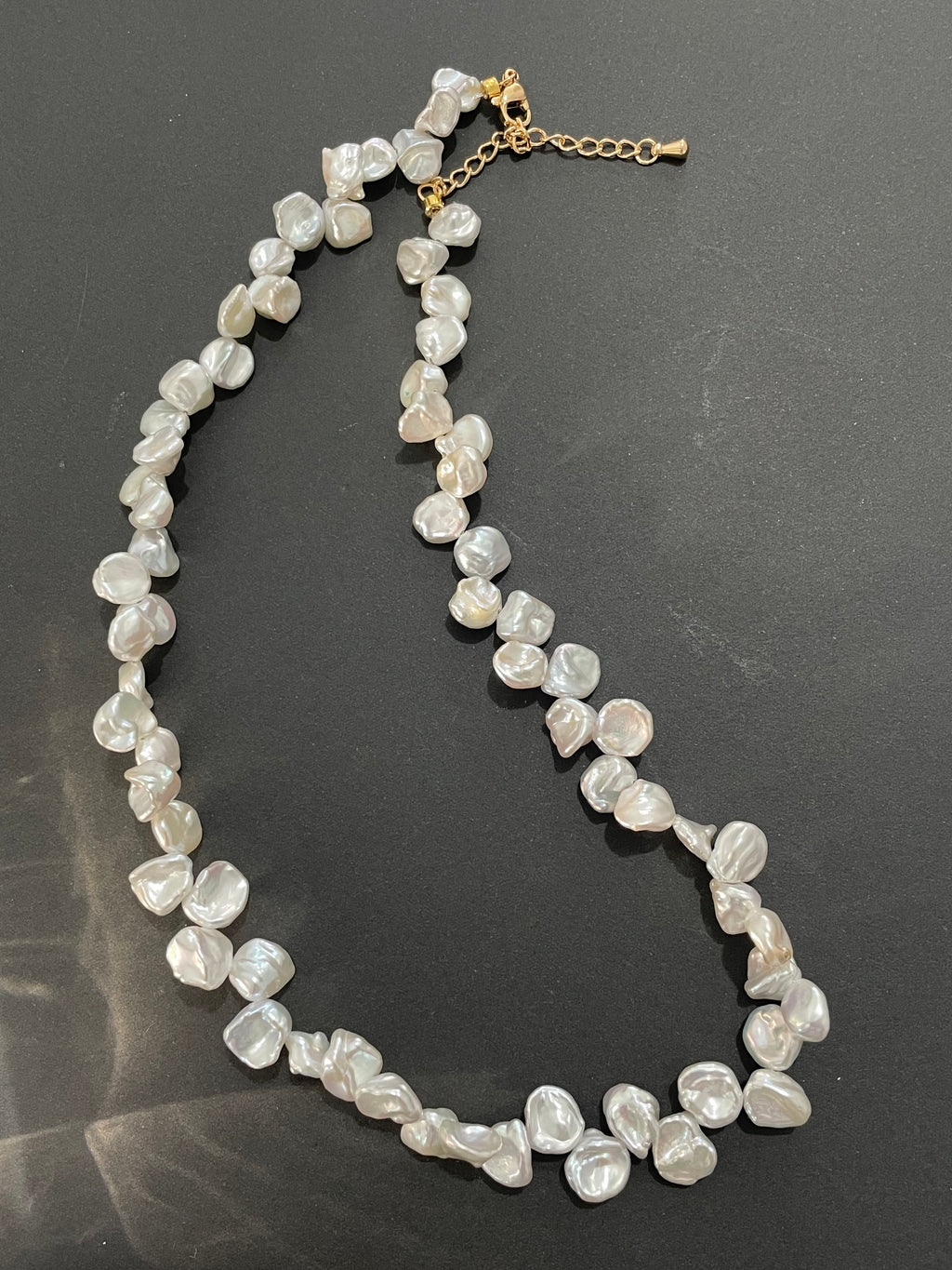 Keshi Baroque Necklace 3 - Rare Aurora Silver-Blue Keshi Petal Pearl Necklace, Premium Grade Coastal Vibe Jewelry