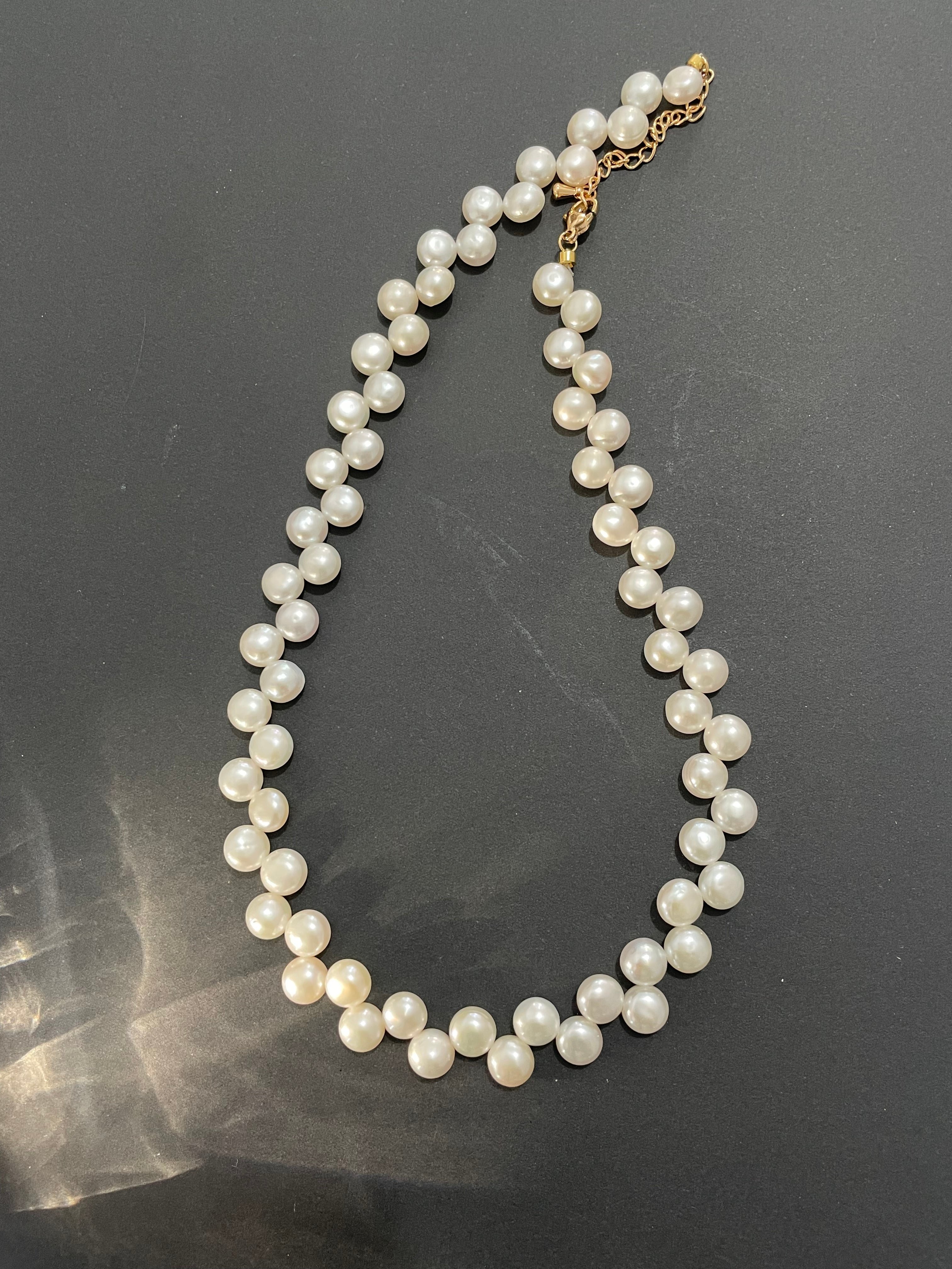 Baroque Necklace 5 - 10mm Smooth Glossy Baroque Potato Pearl Necklace, Asymmetrical Playful Dainty Women’s Jewelry