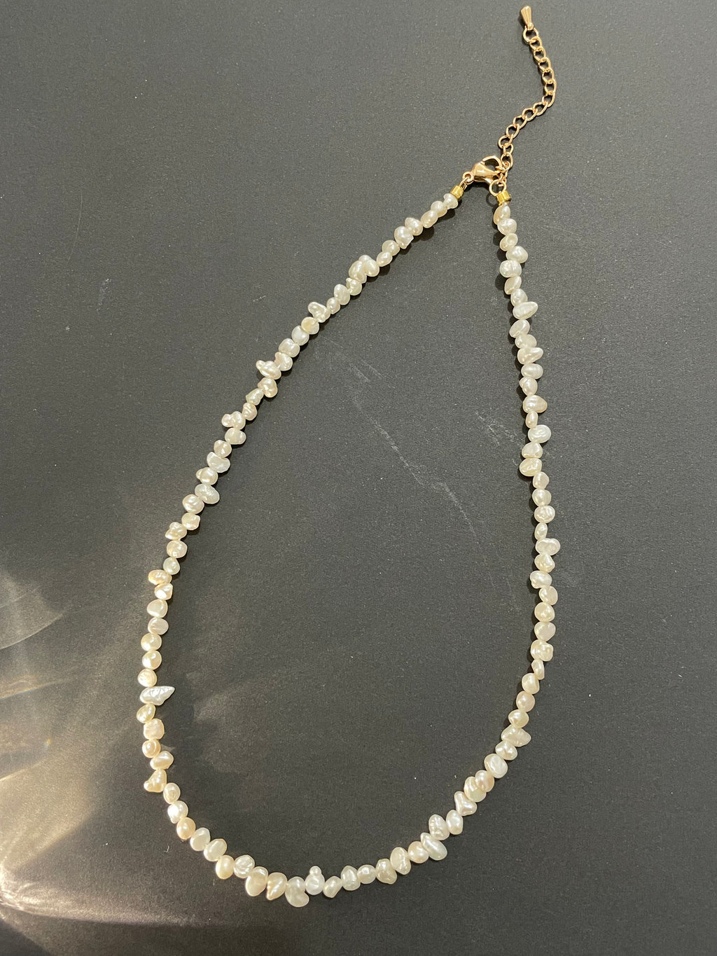 Baroque Necklace 4 - Fine Delicate Keshi Fragment‑Shaped Pearl Choker, Minimalist Dainty Women’s Neck Jewelry