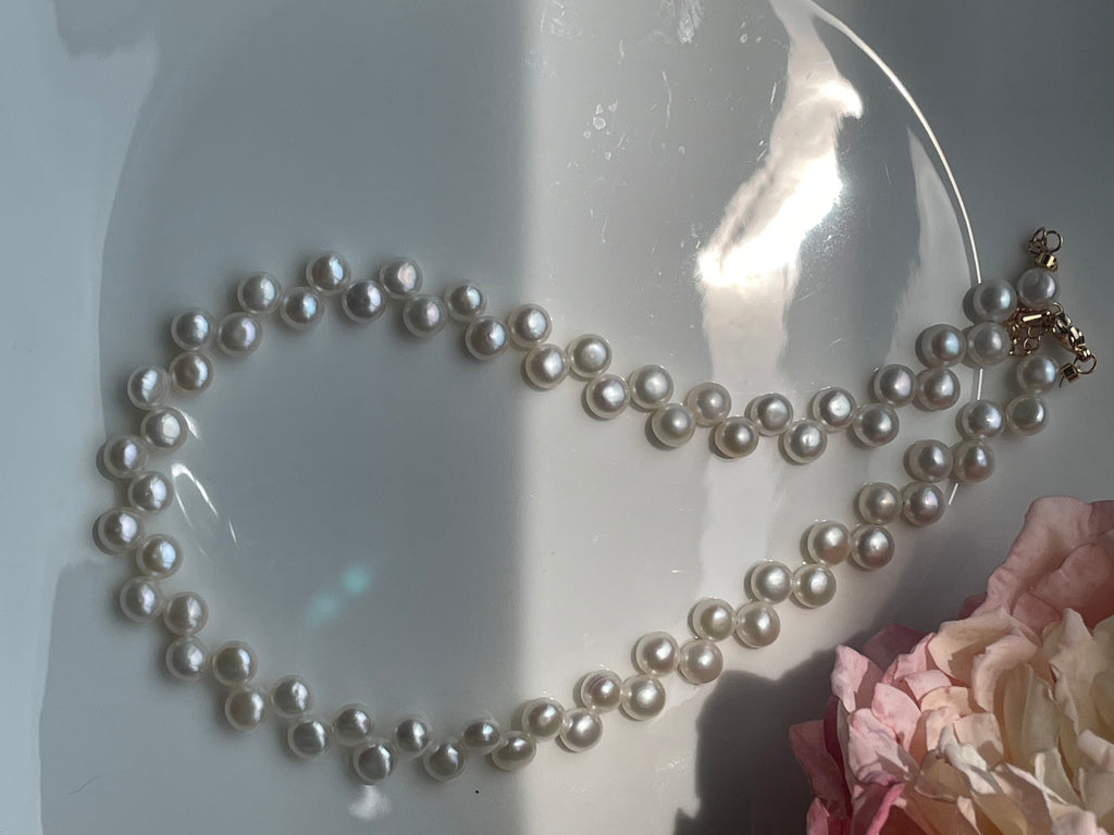 Baroque Necklace 5 - 10mm Smooth Glossy Baroque Potato Pearl Necklace, Asymmetrical Playful Dainty Women’s Jewelry