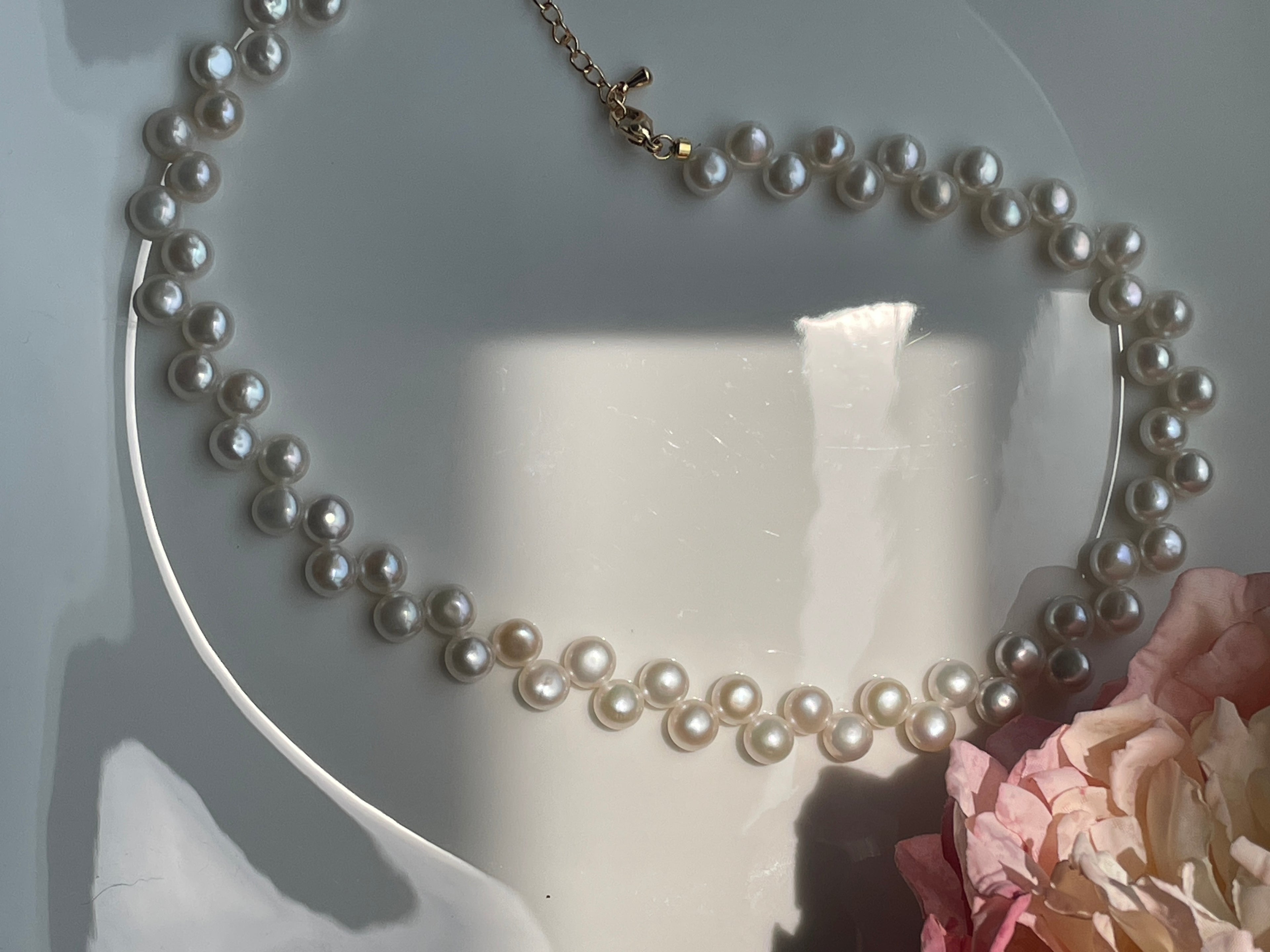 Baroque Necklace 5 - 10mm Smooth Glossy Baroque Potato Pearl Necklace, Asymmetrical Playful Dainty Women’s Jewelry