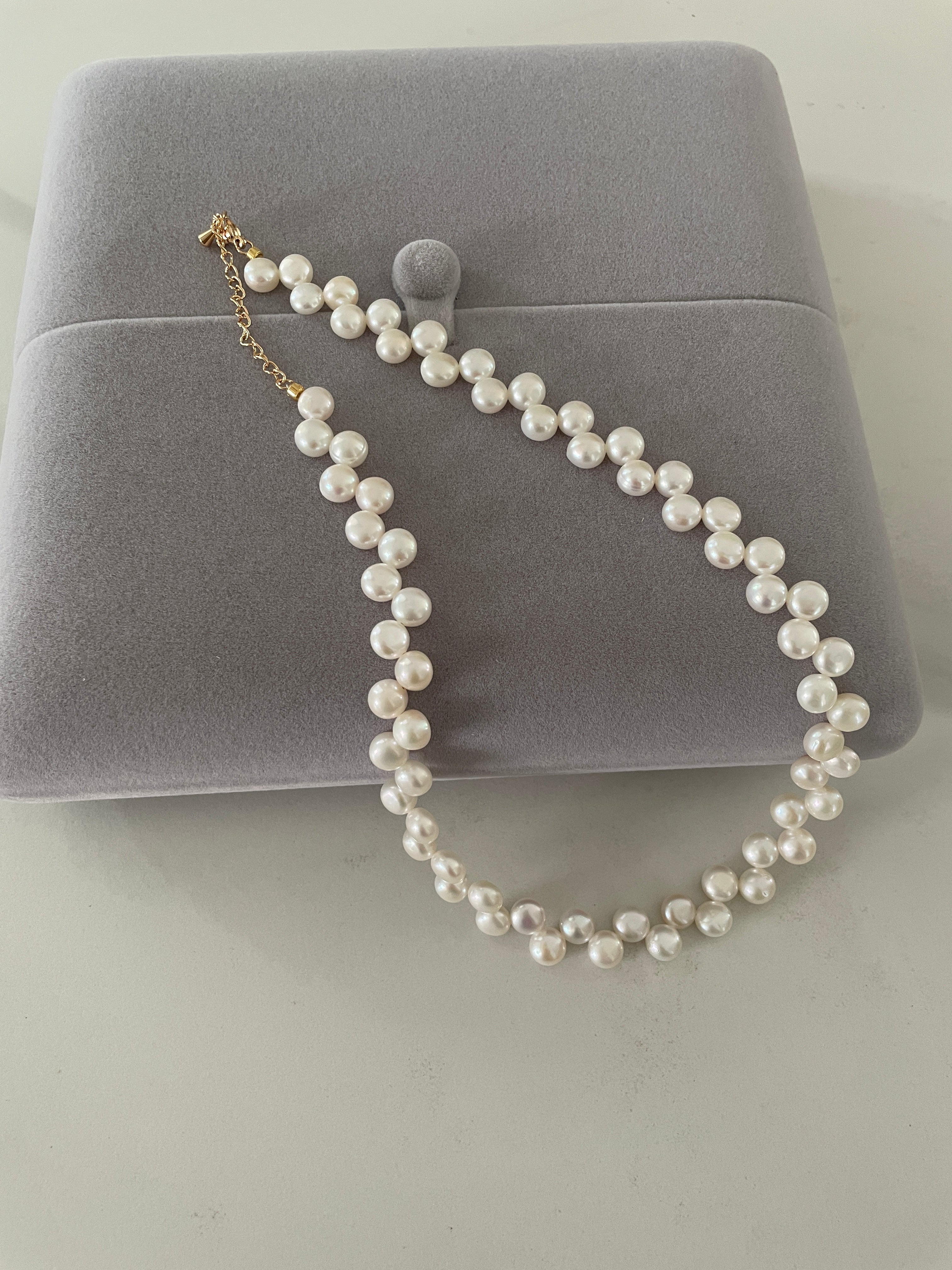 Baroque Necklace 5 - 10mm Smooth Glossy Baroque Potato Pearl Necklace, Asymmetrical Playful Dainty Women’s Jewelry