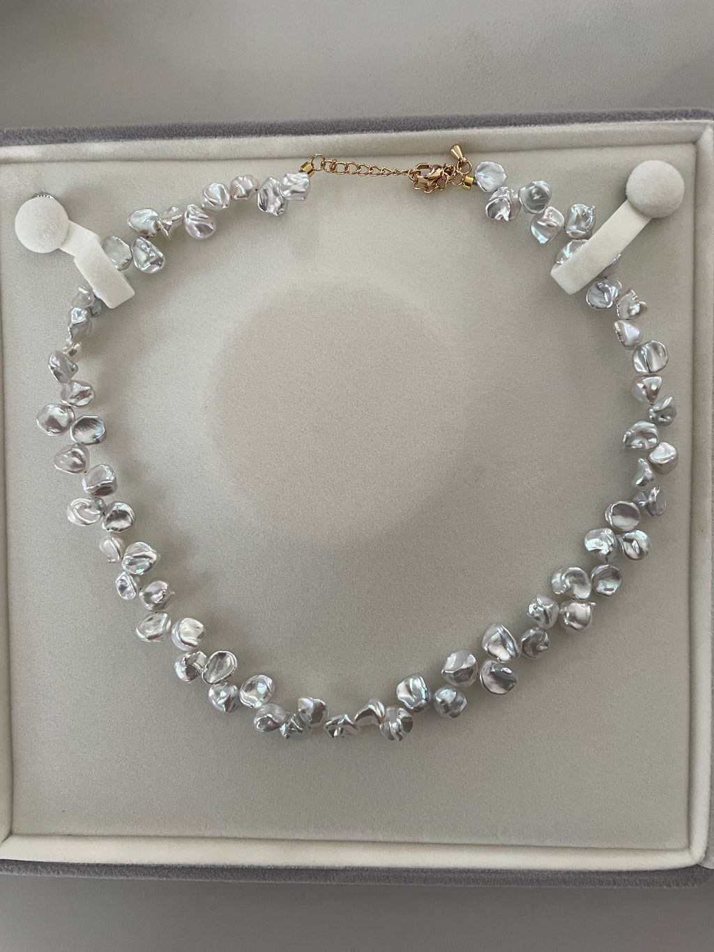 Keshi Baroque Necklace 3 - Rare Aurora Silver-Blue Keshi Petal Pearl Necklace, Premium Grade Coastal Vibe Jewelry