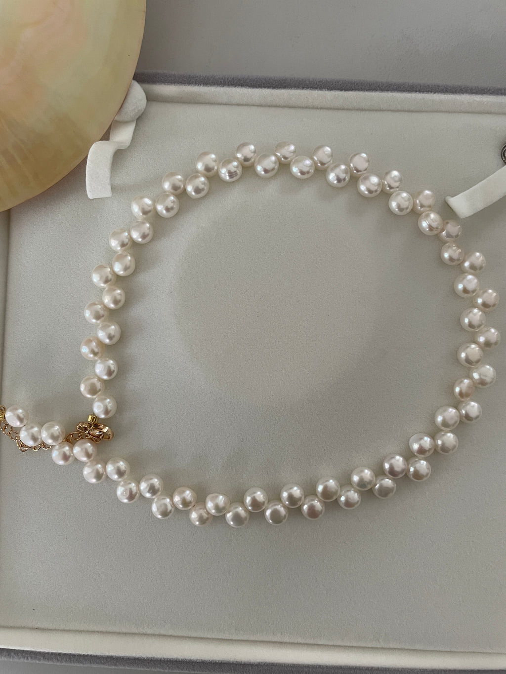 Baroque Necklace 5 - 10mm Smooth Glossy Baroque Potato Pearl Necklace, Asymmetrical Playful Dainty Women’s Jewelry