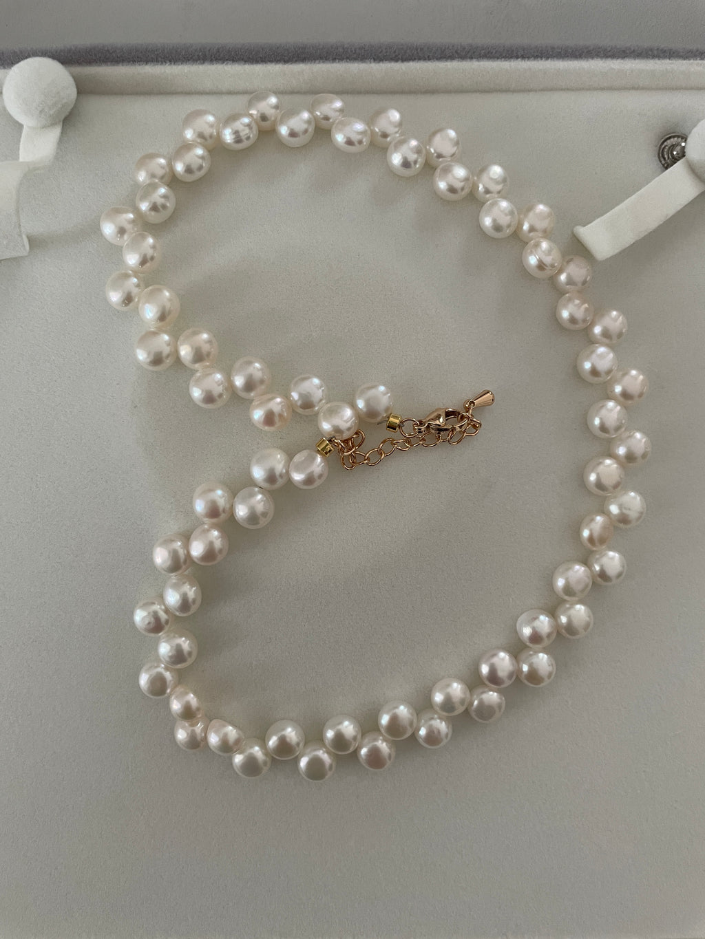 Baroque Necklace 5 - 10mm Smooth Glossy Baroque Potato Pearl Necklace, Asymmetrical Playful Dainty Women’s Jewelry