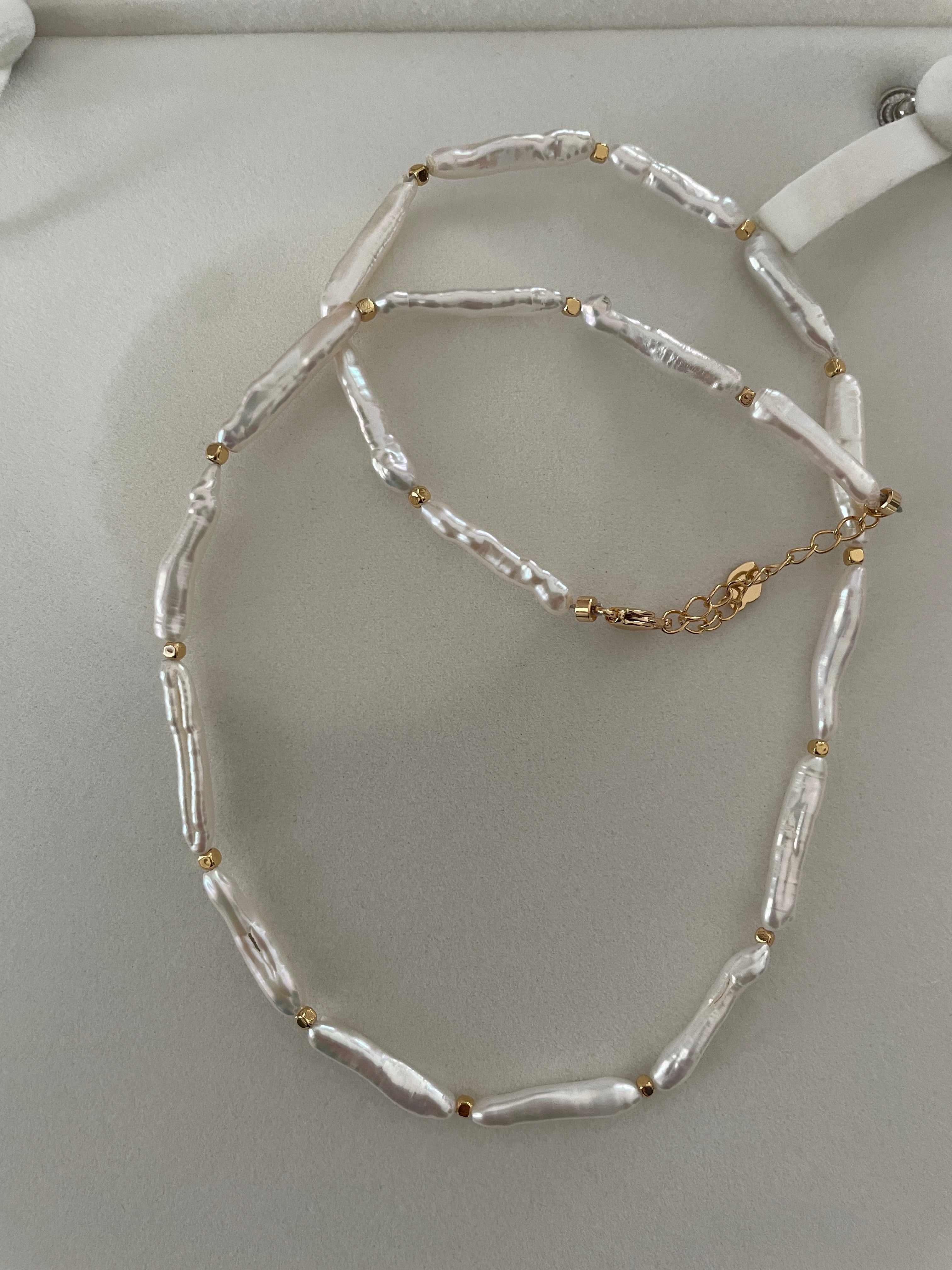 Baroque Necklace 6 - Premium Smooth Skin Keshi Stick Pearl Choker, Minimalist Cool Noble Women’s Jewelry