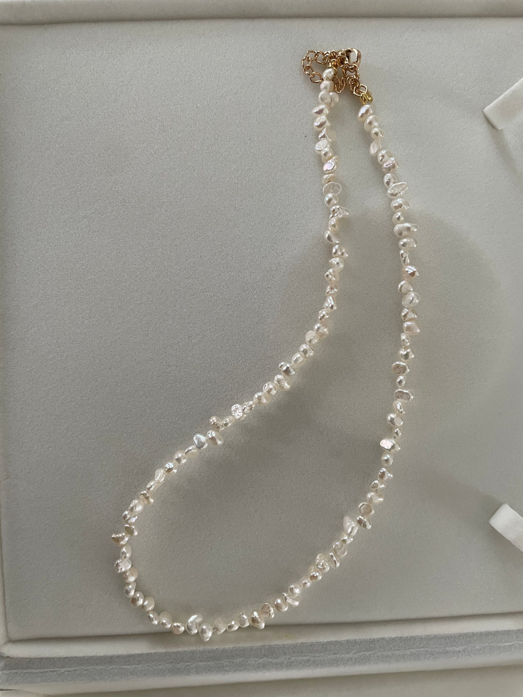 Baroque Necklace 4 - Fine Delicate Keshi Fragment‑Shaped Pearl Choker, Minimalist Dainty Women’s Neck Jewelry