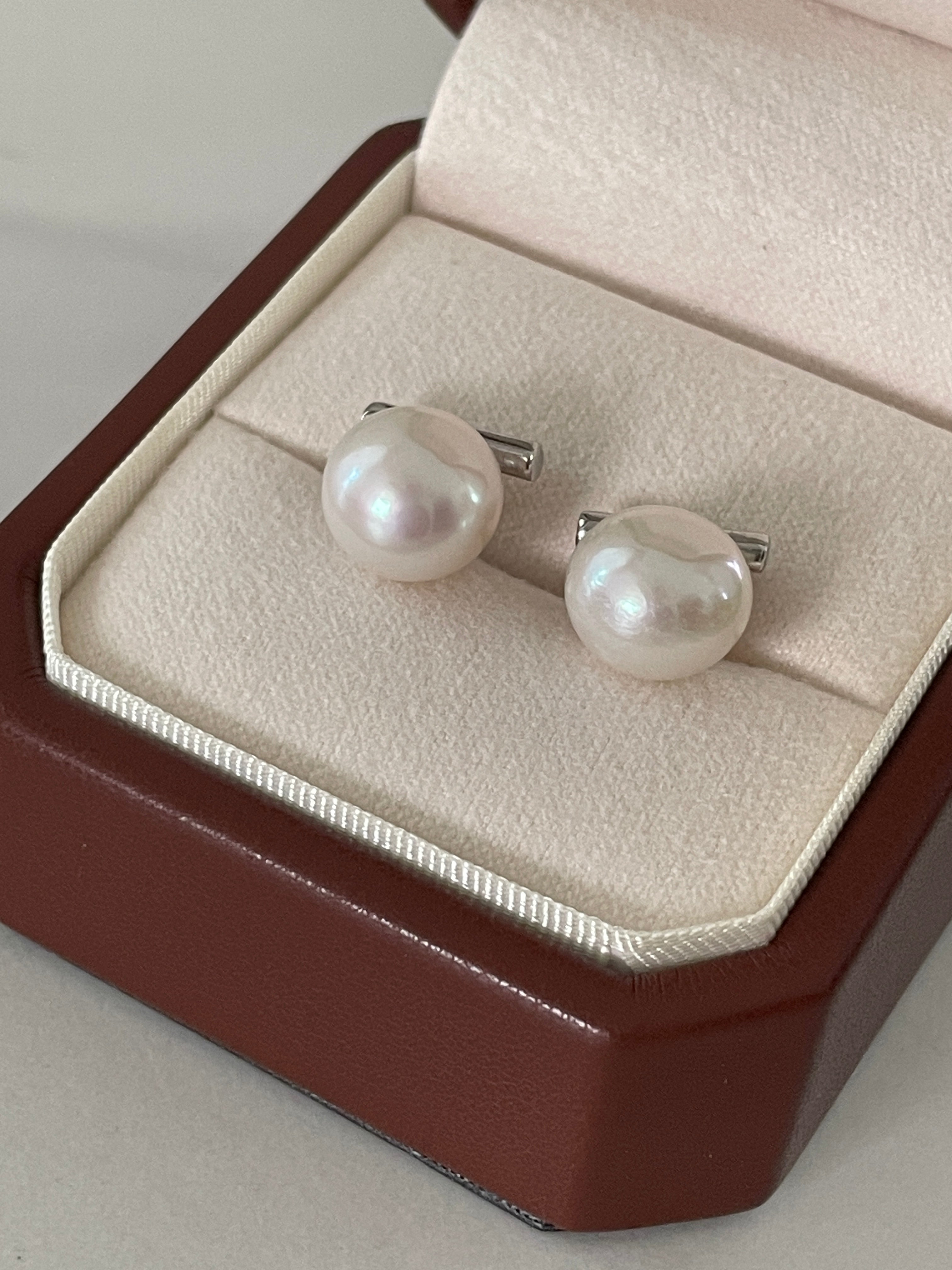 Pearl Stud Earrings 4 - 11mm Thick Silver Aurora AK Round Pearl Stud Earrings, Akoya-Level Strong Luster Minimalist Jewelry