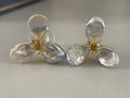 Keshi Baroque Earring 5 - Silver-Blue Keshi Petal Pearl Flower Stud Earrings, Gold Tone Floral CZ Jewelry, Hawaiian Vacation Vibe