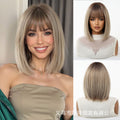 LANA-5  2026 New Short Bob Wig with Bangs for Black Women, Shoulder Length Straight Synthetic Wigs, Natural Looking Heat Resistant Fiber Hair, Full Machine Made Wig for Daily Party Use