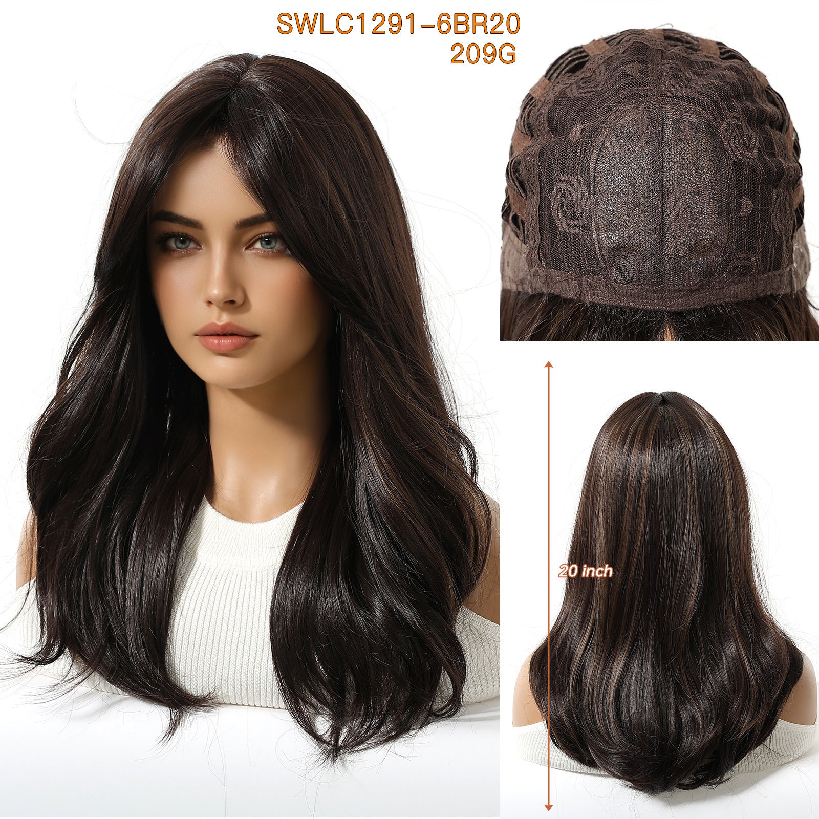 LANA-3  Long Layered Wavy Synthetic Wig with Bangs, Ombre Ash Brown Blonde Wig for Women, Heat Resistant Fiber, Natural Looking, Daily & Party Wear