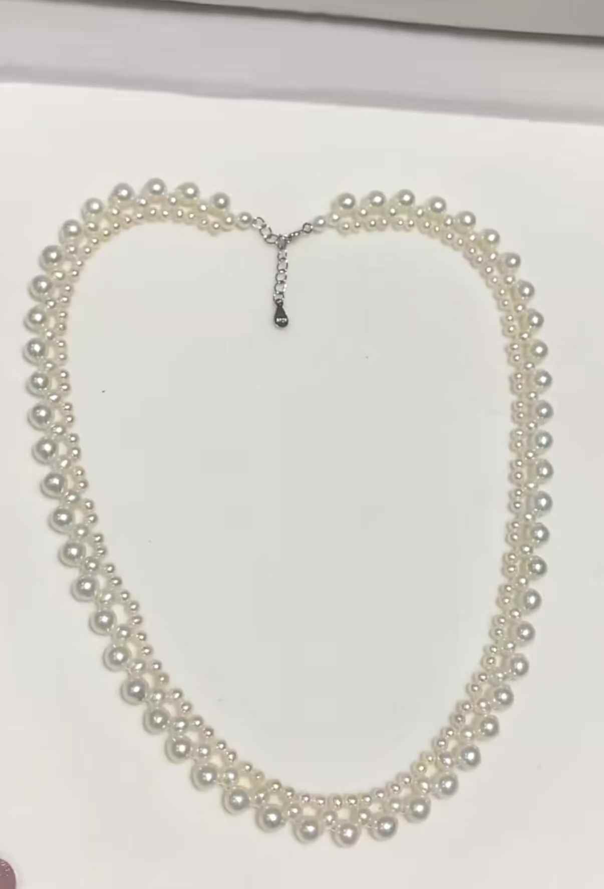 DA  Pearl Choker Necklace for Women, Hand-Woven Multi-Layer Pearl Necklace, Elegant Vintage Wedding Bridal Pearl Choker, Fashion Celebrity Inspired Adjustable Chain Necklace