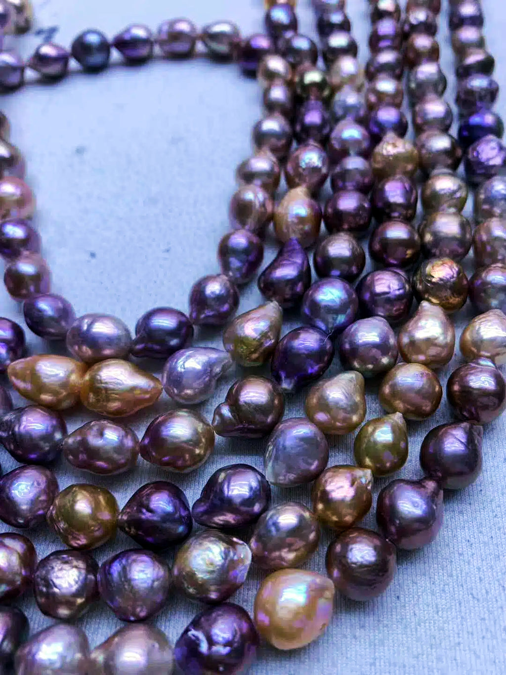 JIYU Dark Purple Baroque Pearl Strand Necklace, High Luster "Tahitian Look-Alike" Freshwater Pearl Jewelry, Unique Irregular Pearl Necklace
